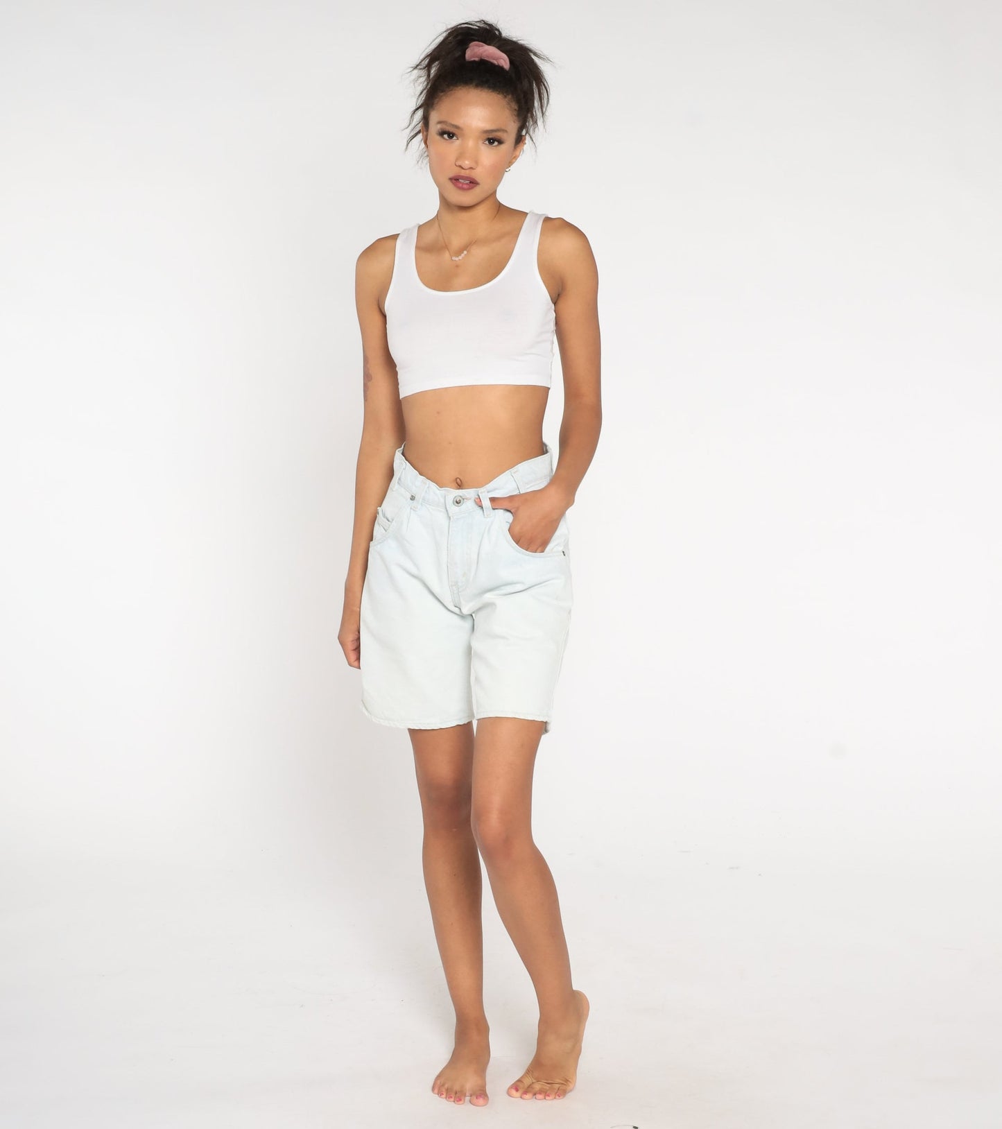 90s Levi's Silvertab Light Blue Denim Shorts High Rise Small