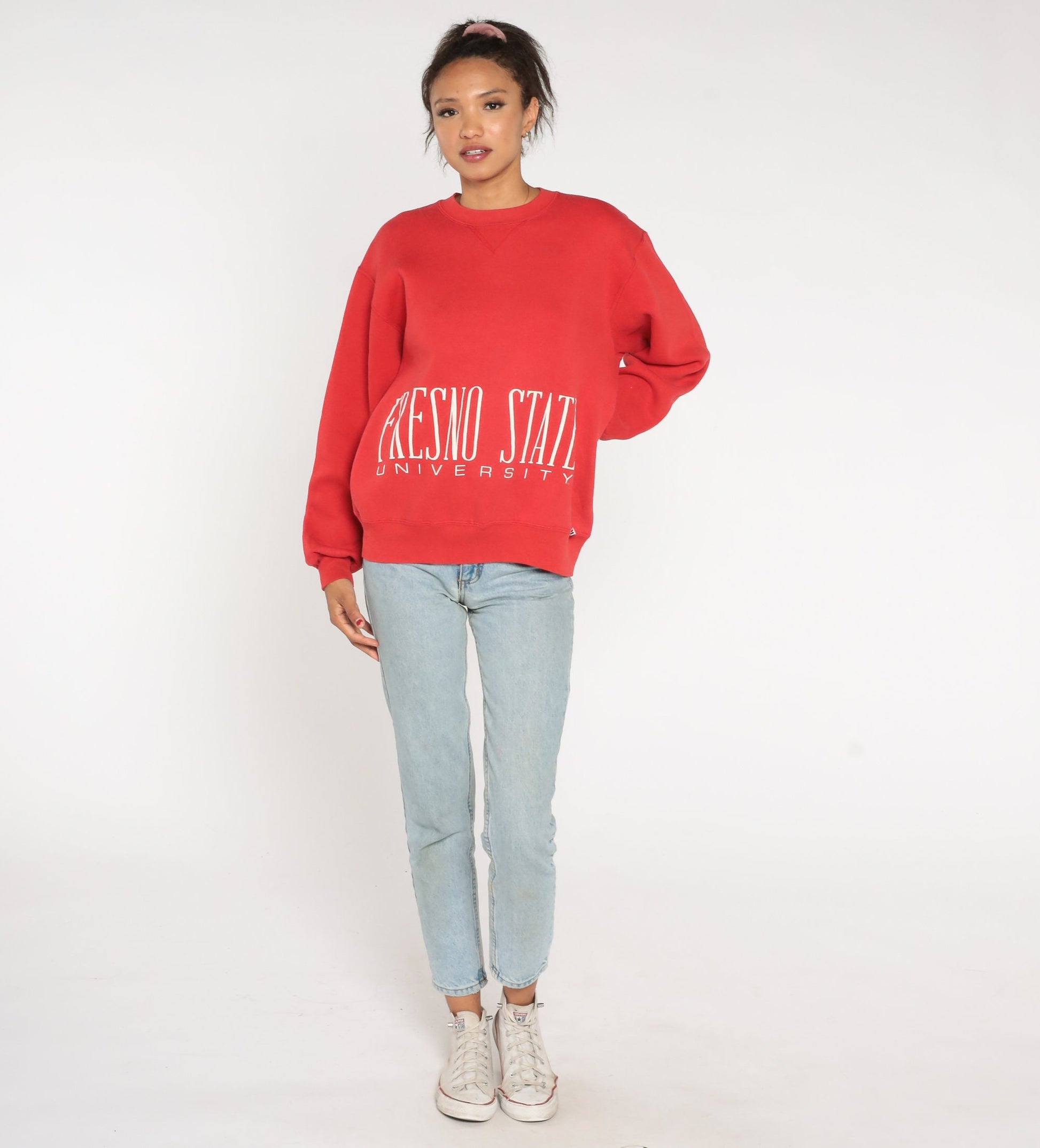 90s Fresno State University Russell Sweatshirt Red Graphic Crewneck Large