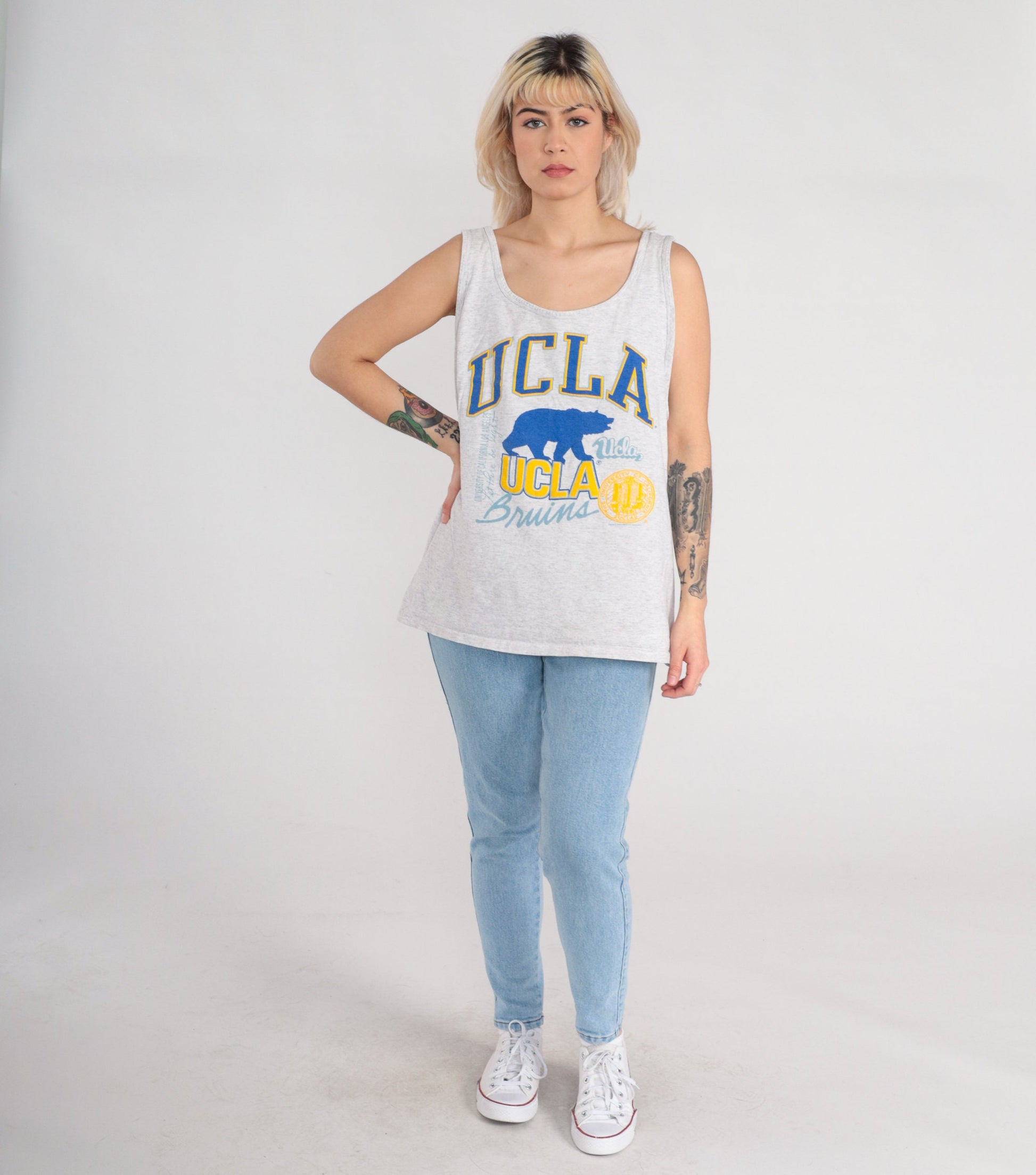 90s UCLA Bruins Tank Top Grey Graphic Single Stitch Extra Large XL