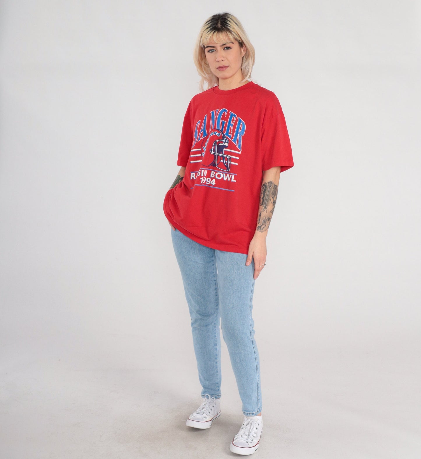 1994 Raisin Bowl Sanger Cheyenne Football Graphic T-Shirt White Extra Large XL