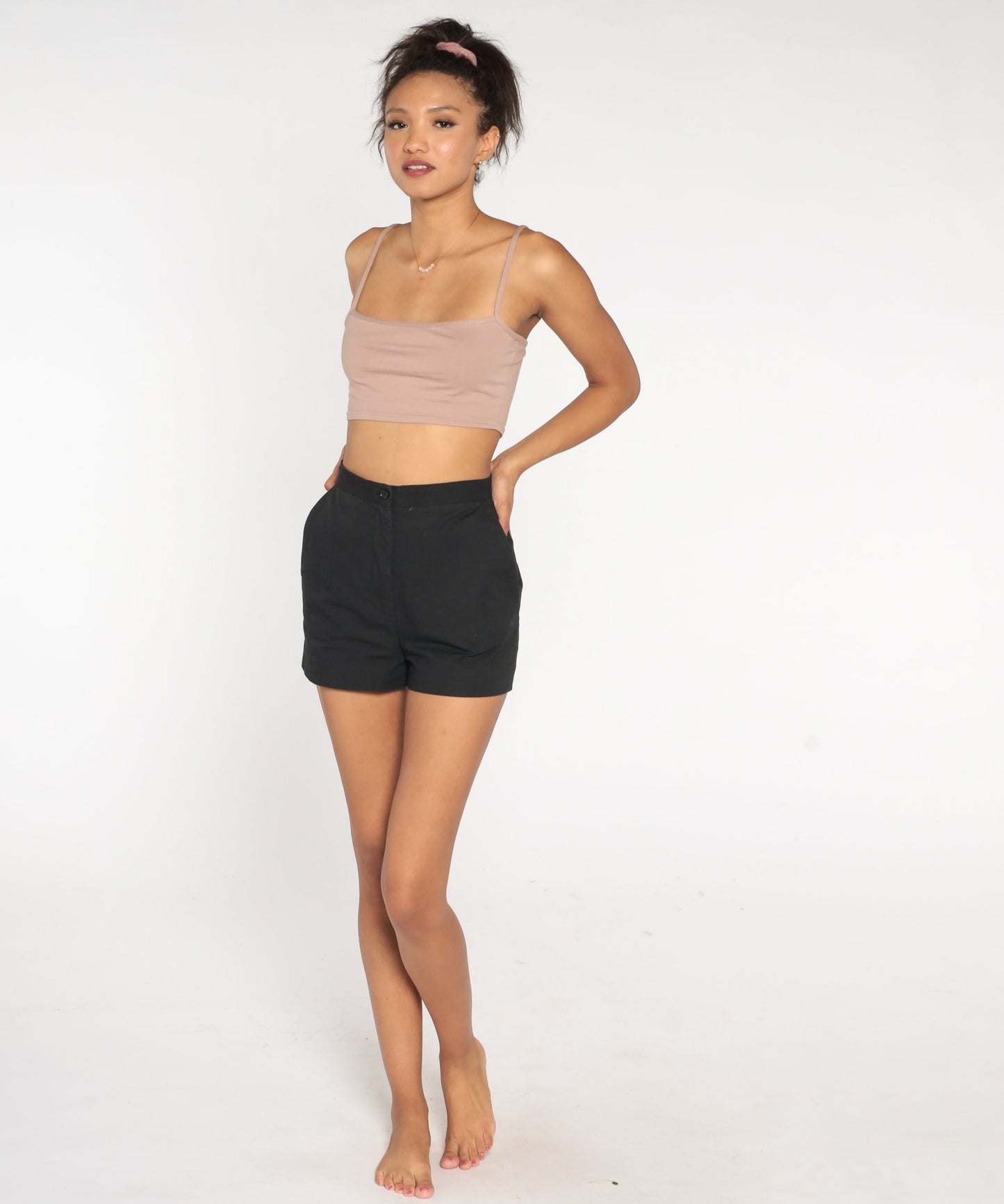 Organic John Patrick Black High-Waist Shorts Cotton Size 2 XS