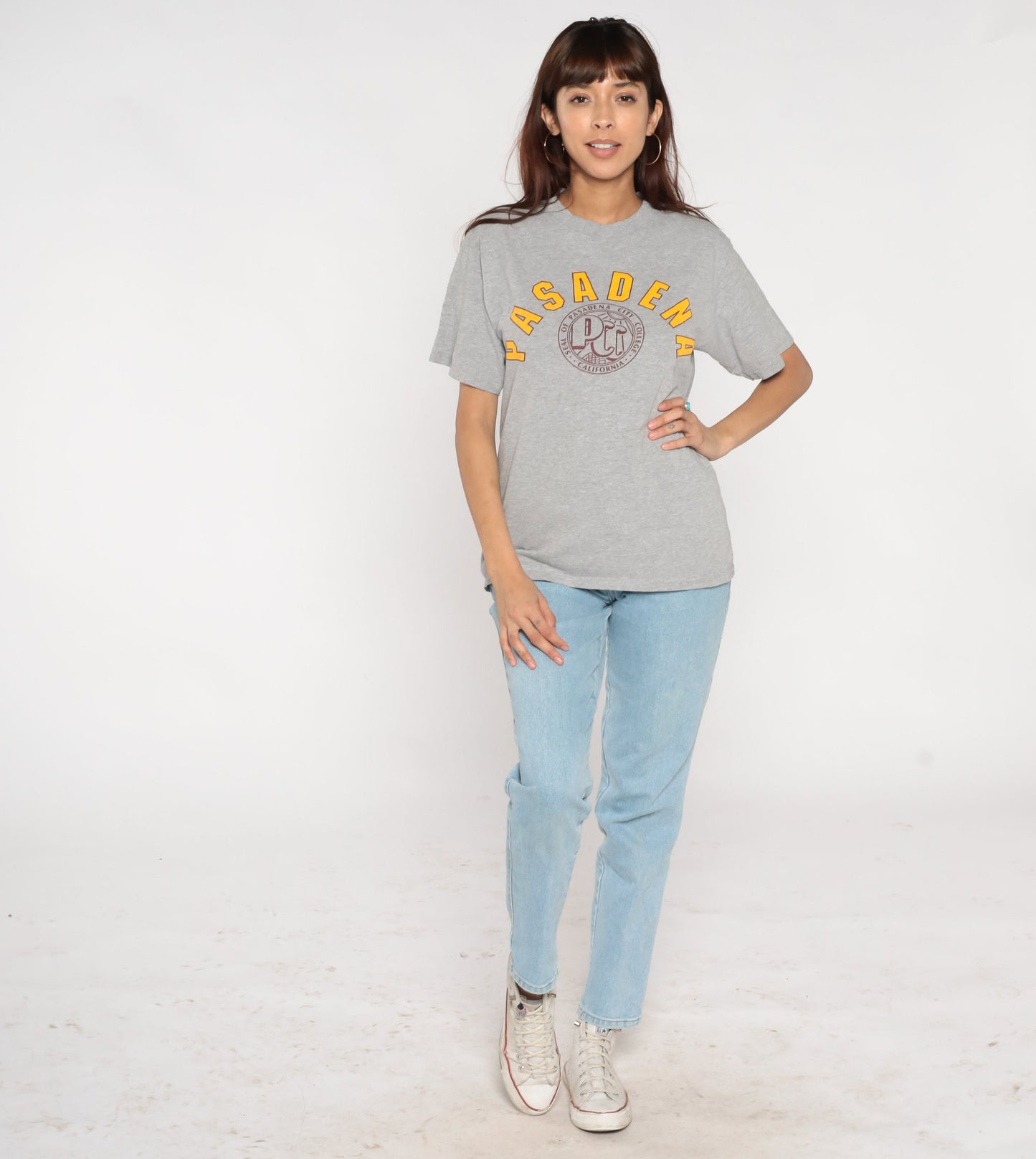 Y2K Pasadena City College Graphic Tee Heather Grey Los Angeles Medium M