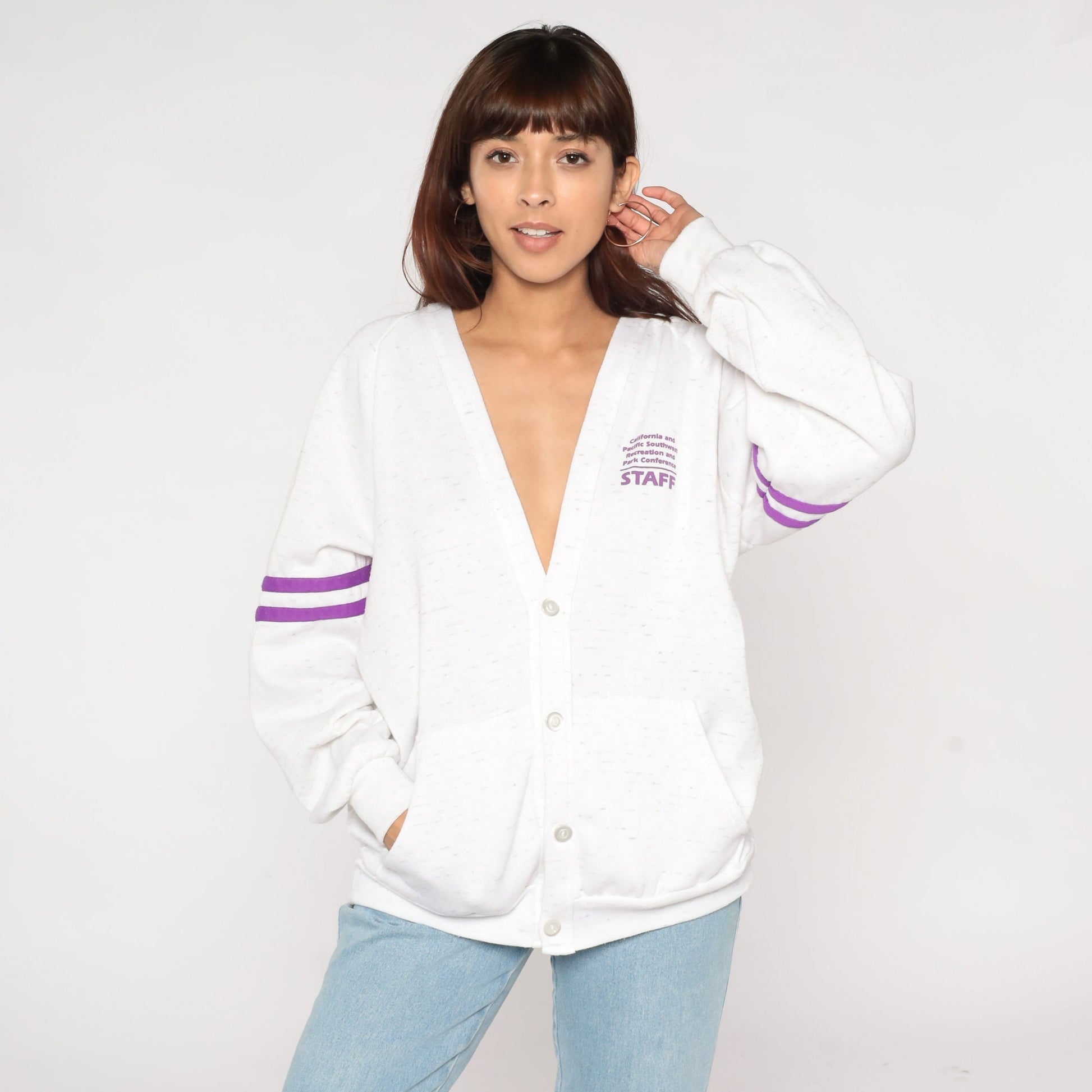 90s California Pacific Southwest Recreation Park Conference Cardigan White XXL