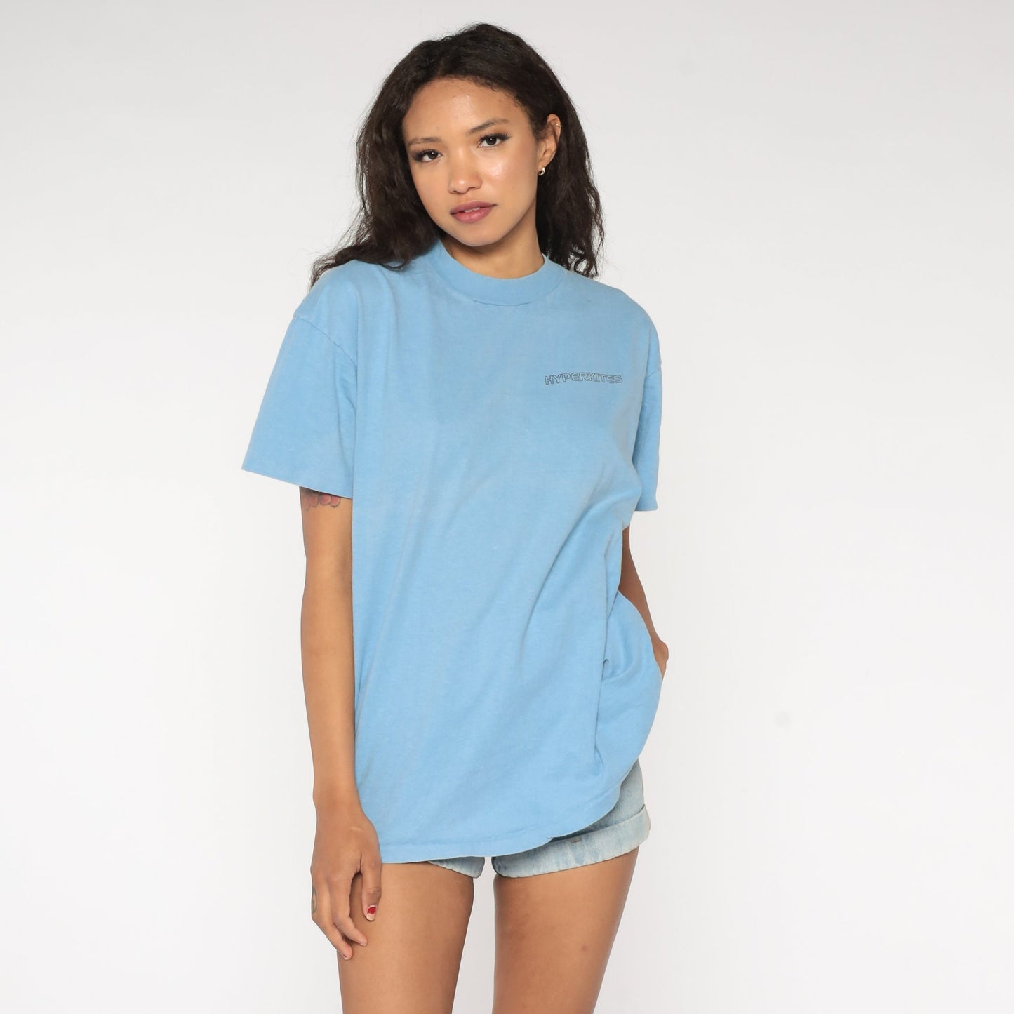80s Hyperkites San Diego Graphic T-Shirt Blue Cotton Single Stitch Extra Large