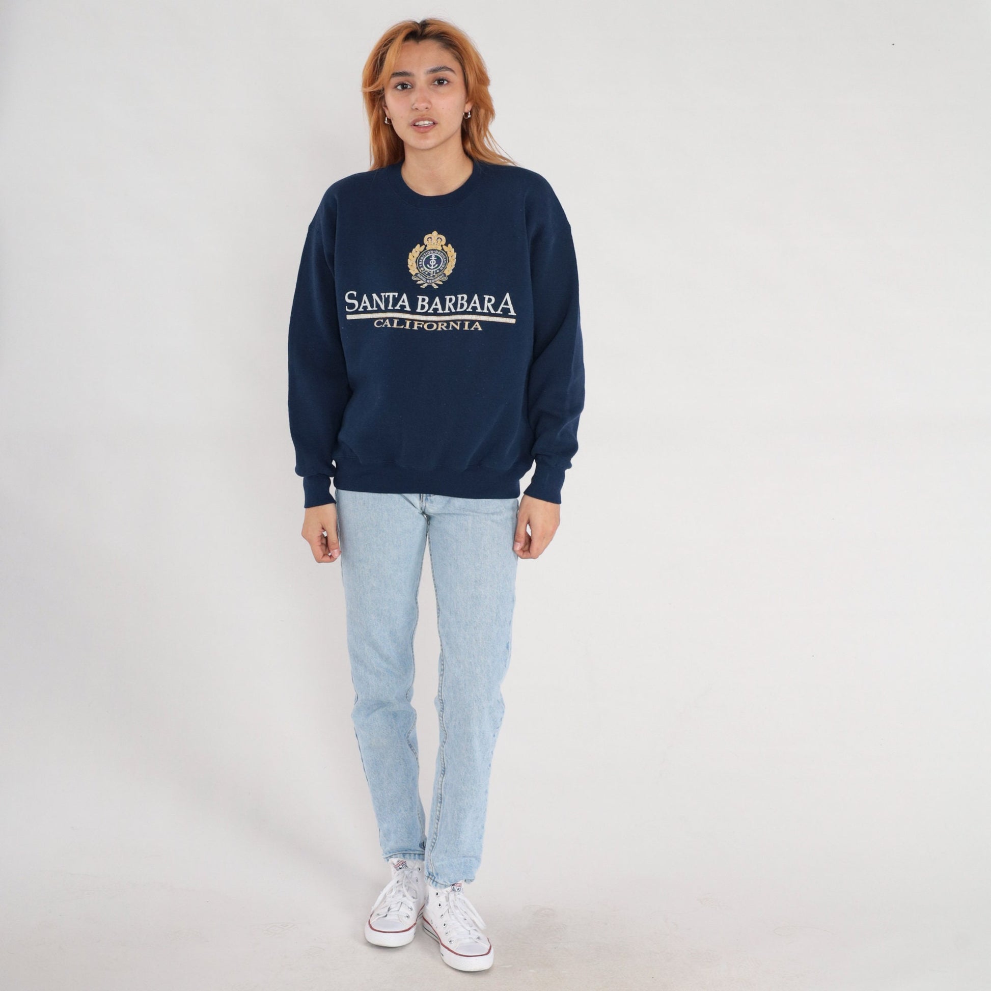 90s Santa Barbara Royal Regiment California Sweatshirt White Graphic Medium