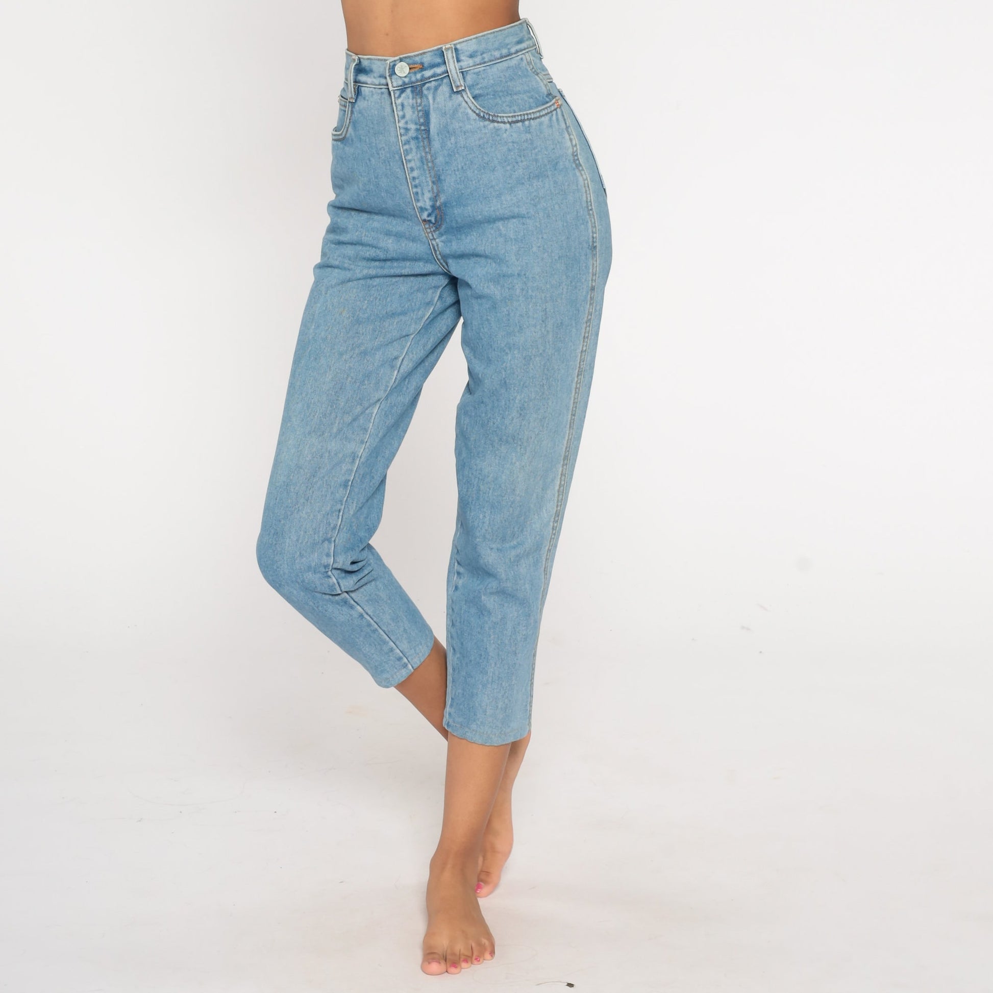 Calvin Klein 90s Mom Jeans Blue Denim High Waist Tapered Small 26