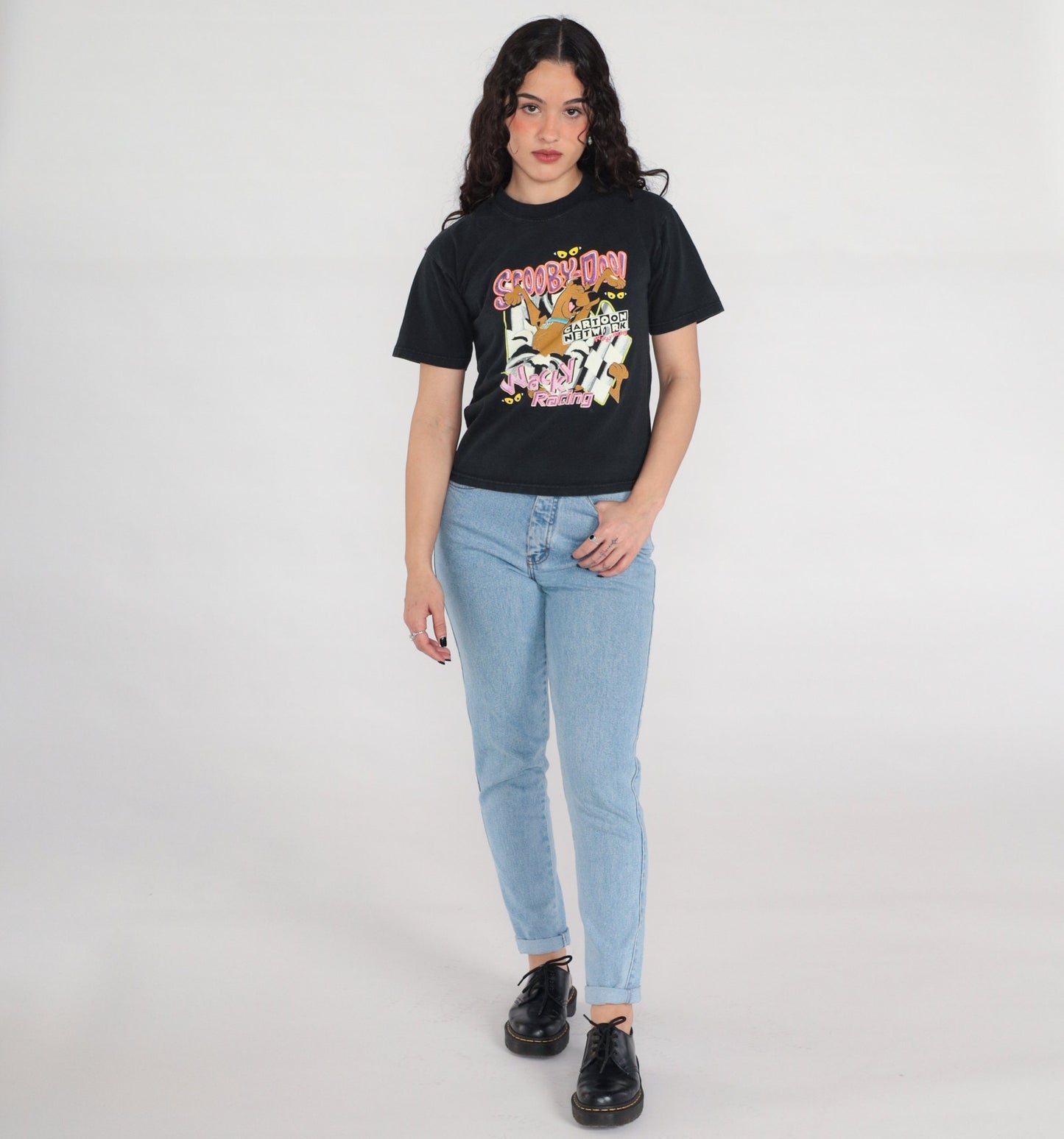 90s Scooby Doo Wacky Racing Cartoon Network Graphic Tee Black Cotton Medium