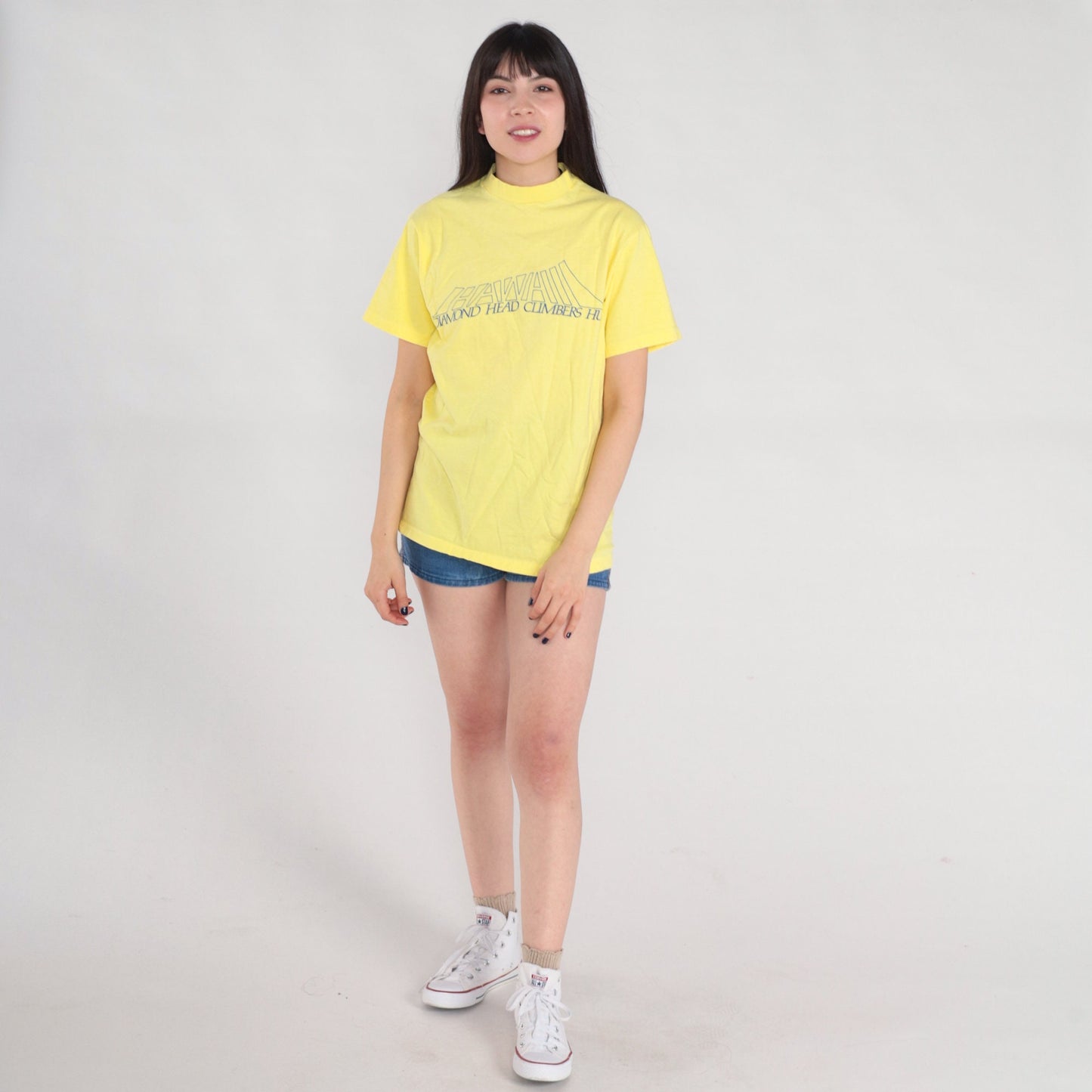 90s Diamond Head Climbers Hui Hawaii Graphic T-Shirt Yellow Single Stitch Small