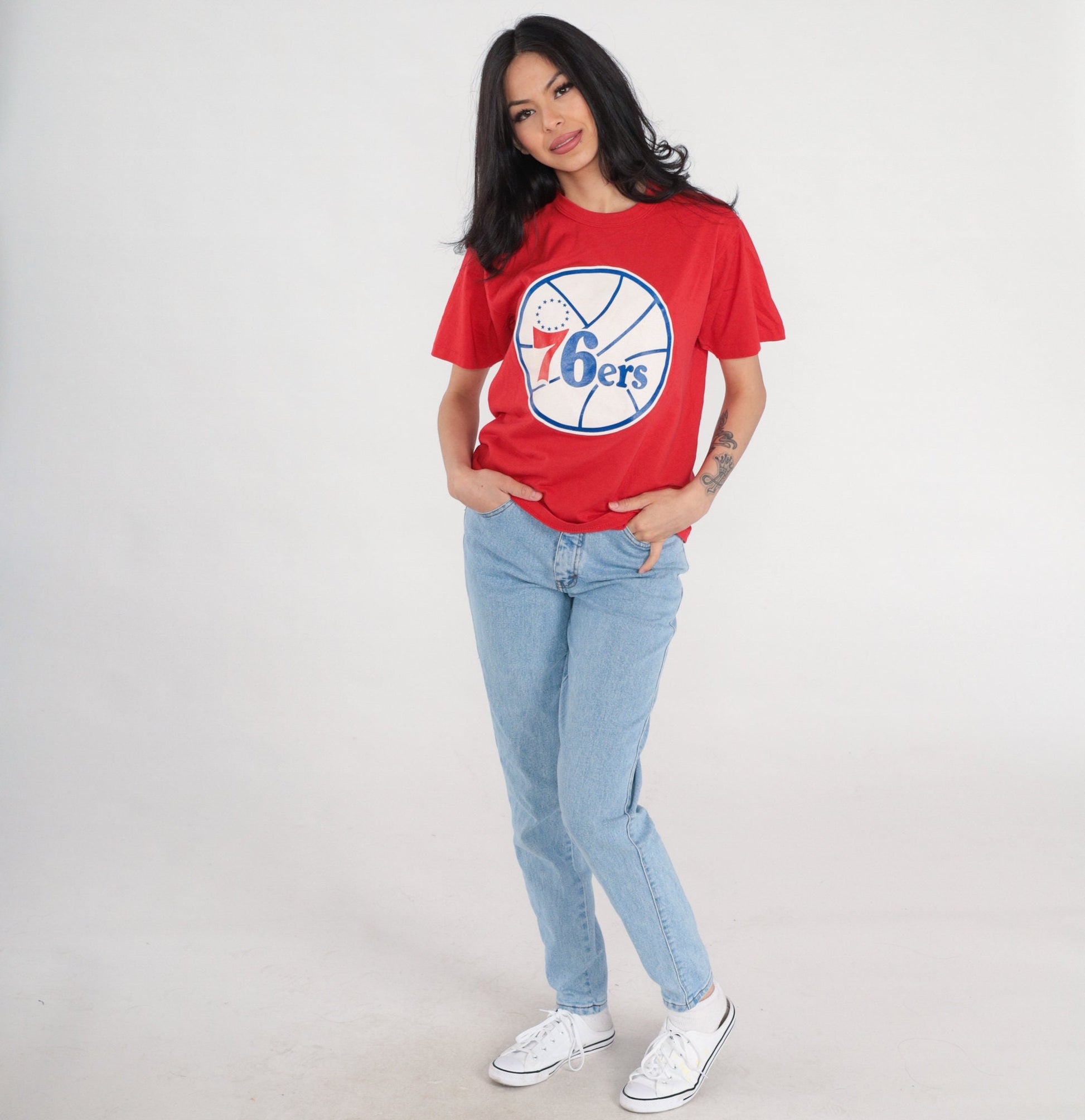 90s 76ers Basketball Piedmont Recreation Department Graphic Tee Red Medium M