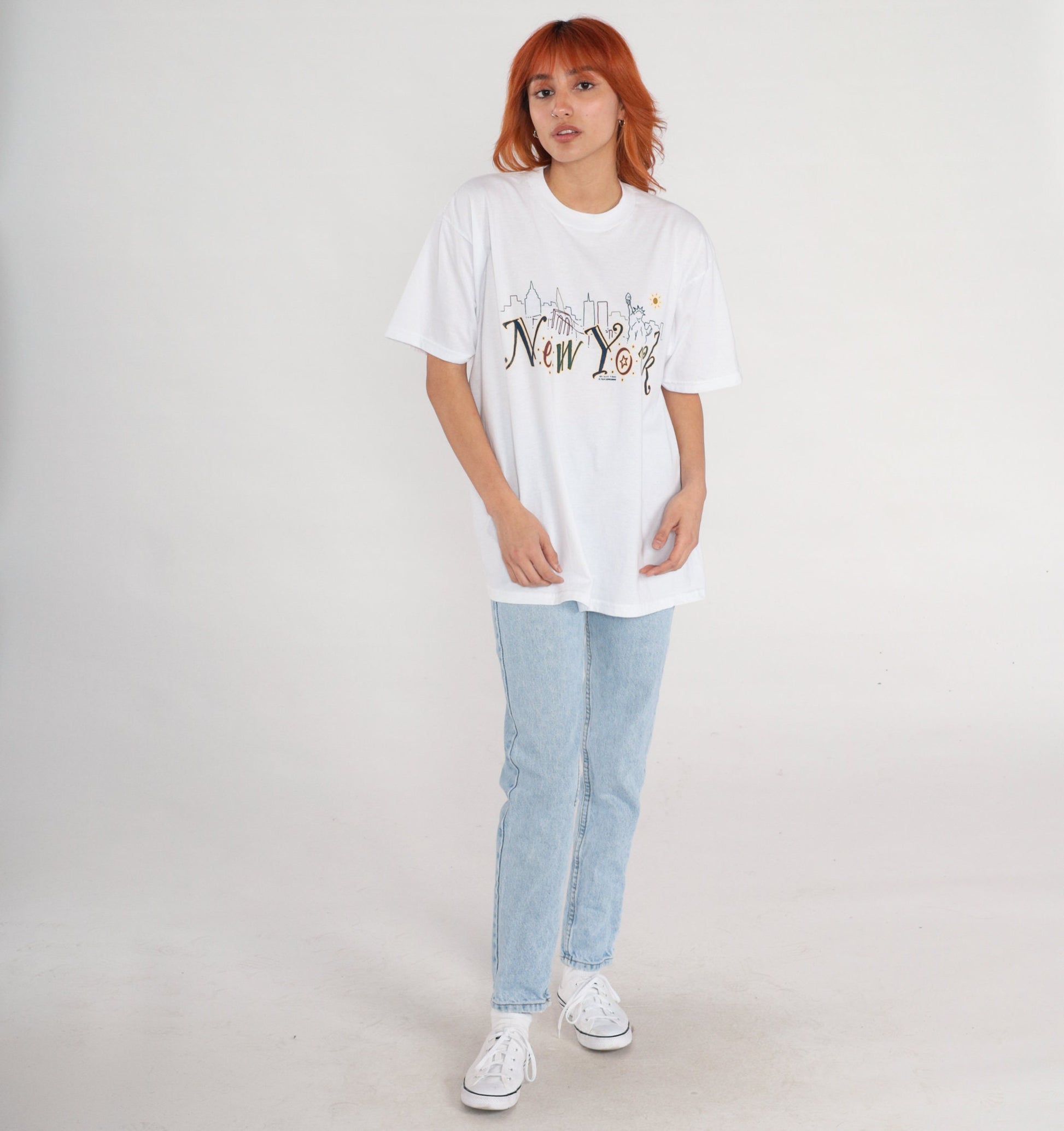 90s New York City Graphic T-Shirt Statue of Liberty Vintage Tee Large L