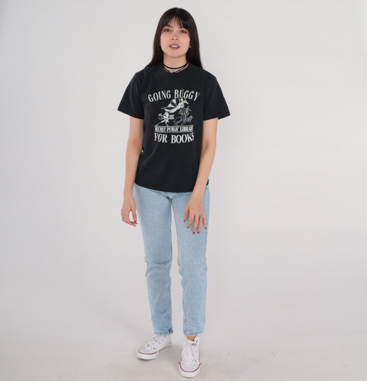 90s Hemet Public Library Graphic Tee Going Buggy For Books Small