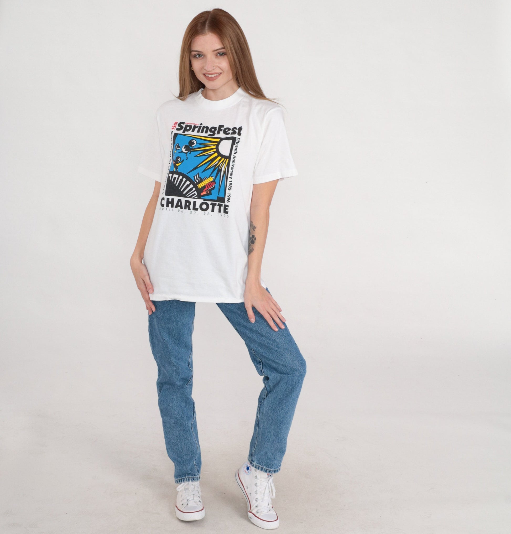 1996 Charlotte Springfest Festival Graphic T-Shirt North Carolina Single Stitch Medium