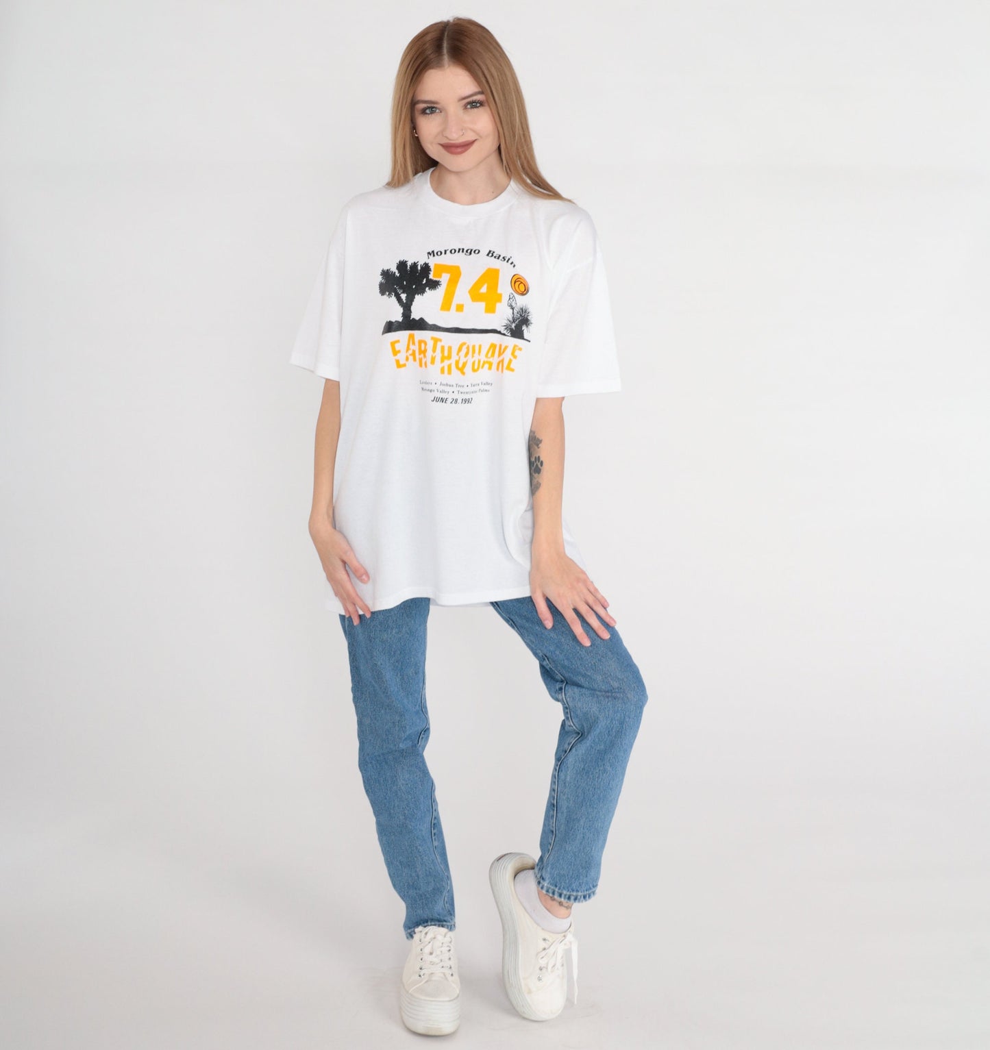 1992 Morongo Basin Earthquake Graphic Tee 90s California T-Shirt Extra Large XL