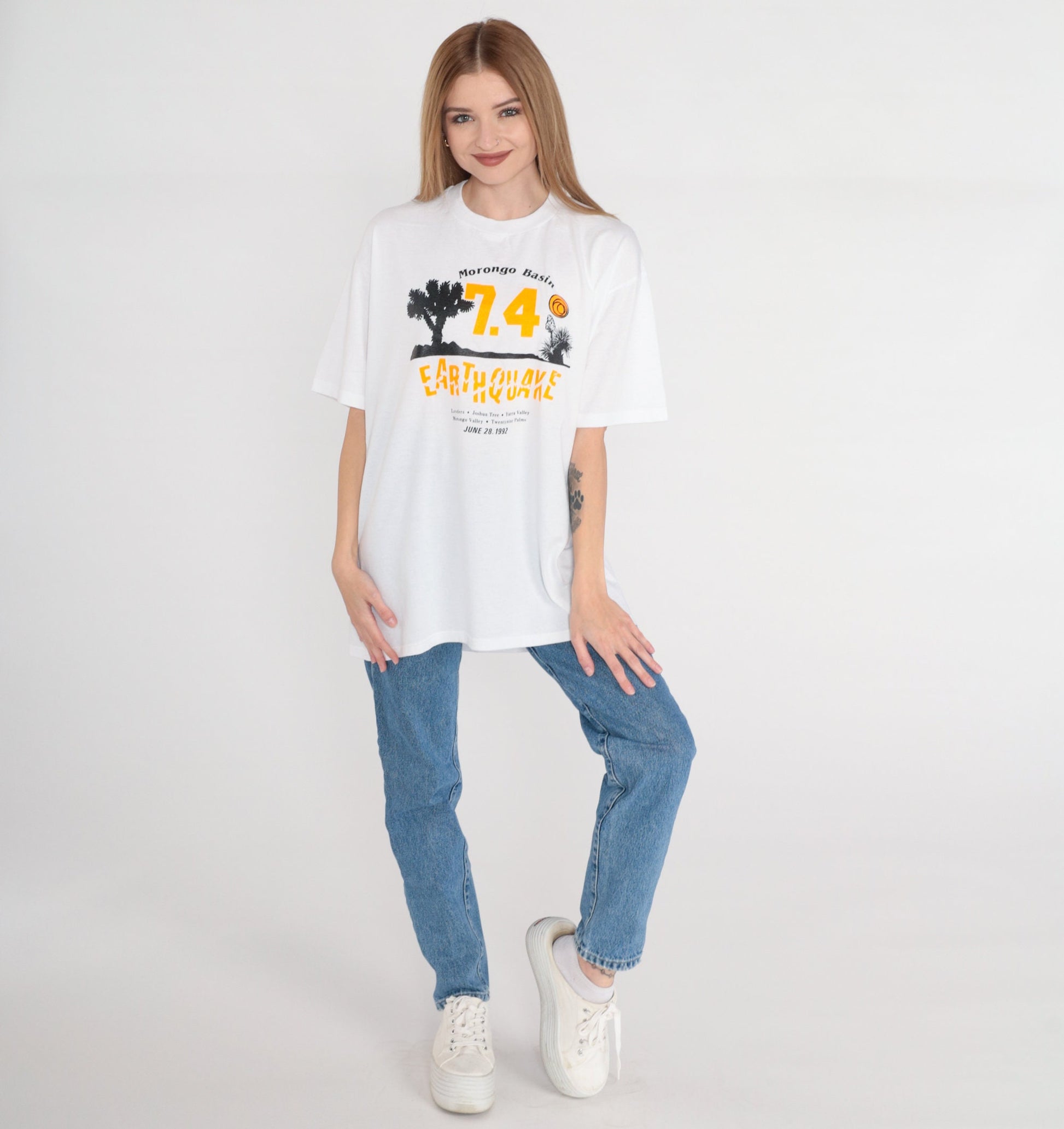 1992 Morongo Basin Earthquake Graphic Tee 90s California T-Shirt Extra Large XL