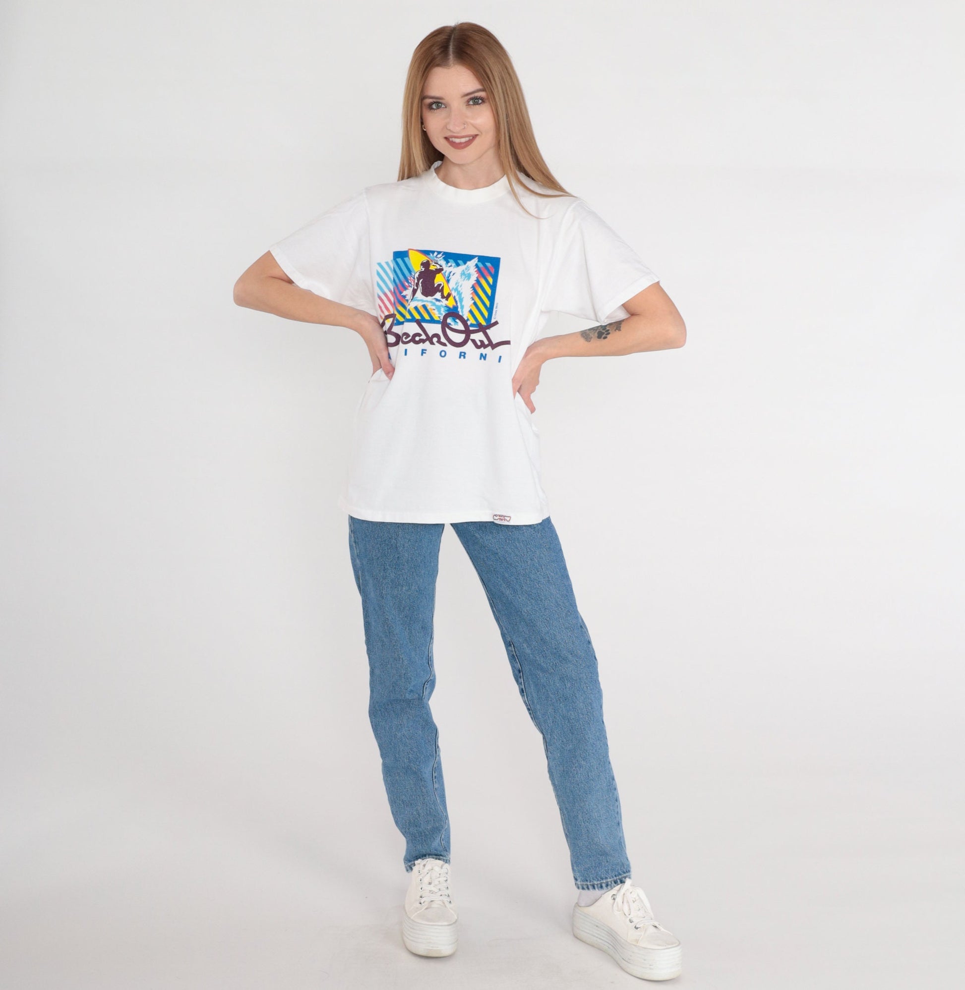 90s Crazy Shirts Break Out California Surfer Graphic Tee Cotton Medium M