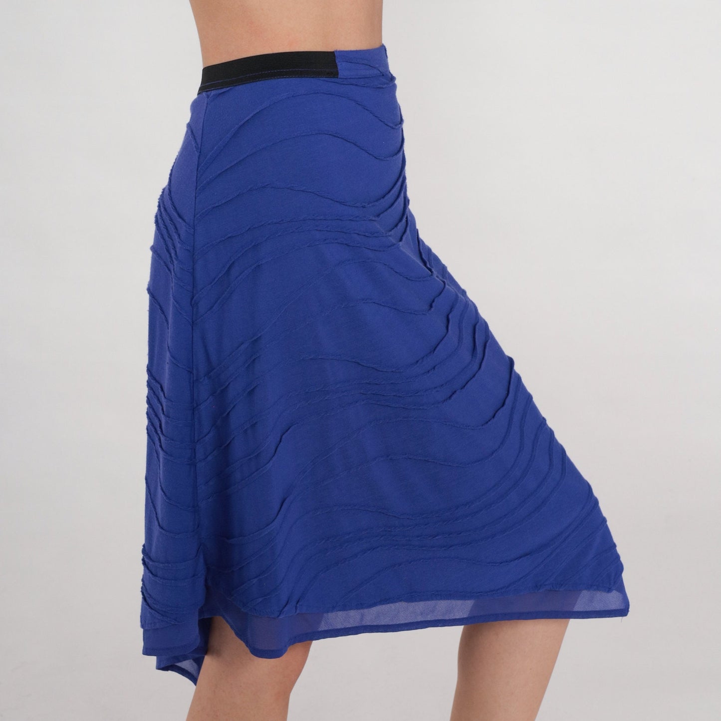 Vera Wang Y2K Royal Blue Midi Skirt Asymmetrical Hem Medium M