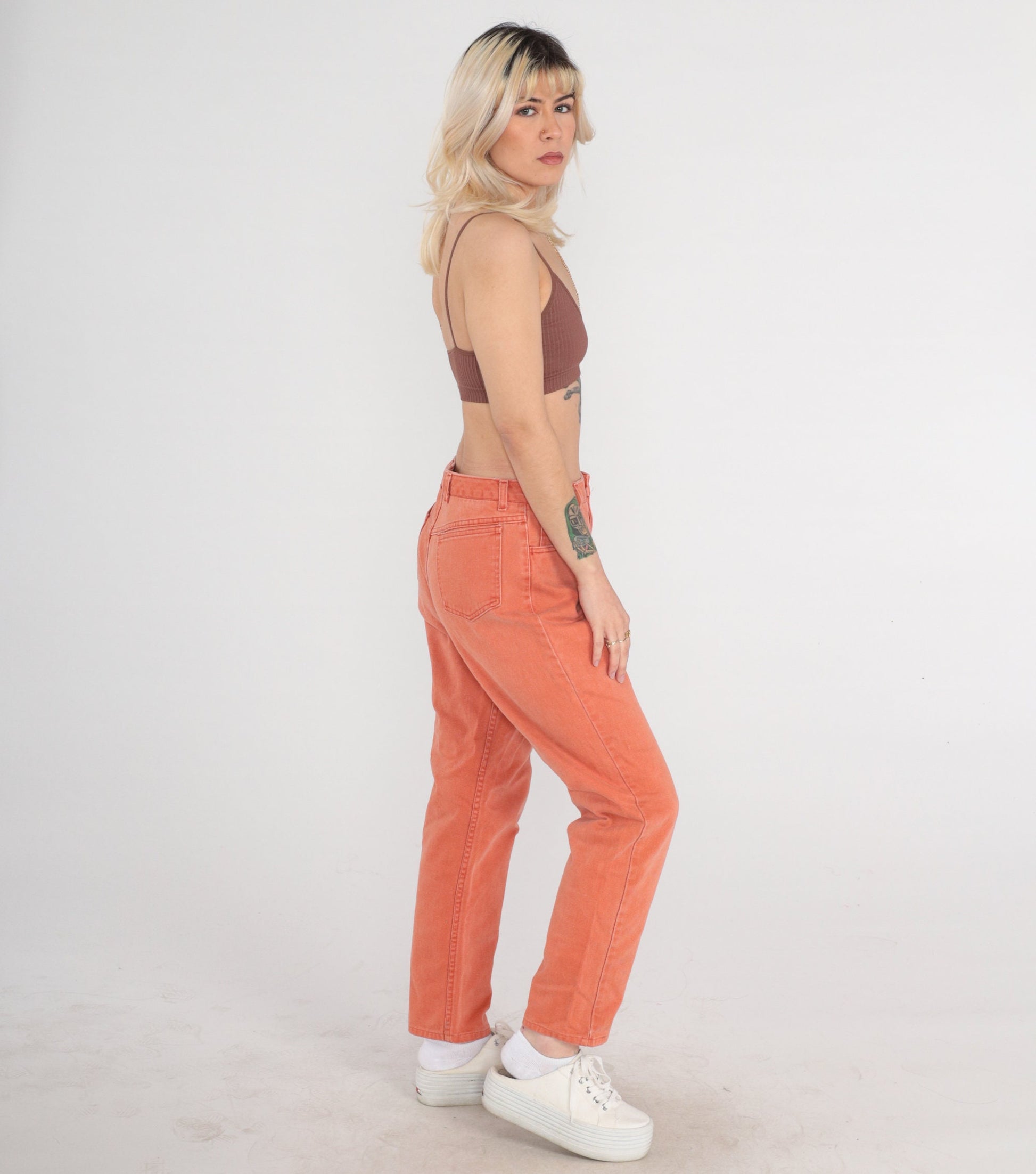 90s Ruff Hewn Orange Tapered High-Rise Jeans Medium 31
