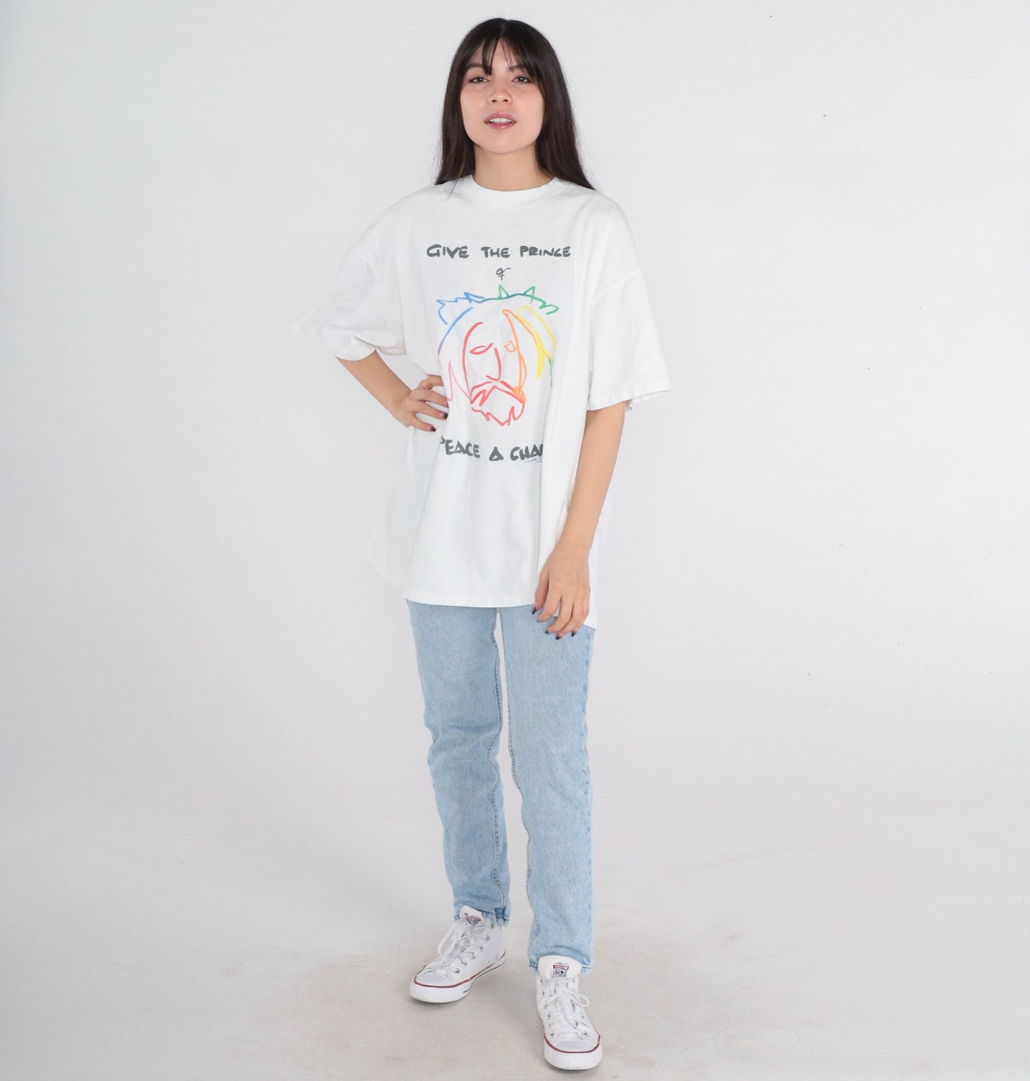 90s Christian Jesus Graphic Tee "Give the Prince of Peace a Chance" White Cotton XXL