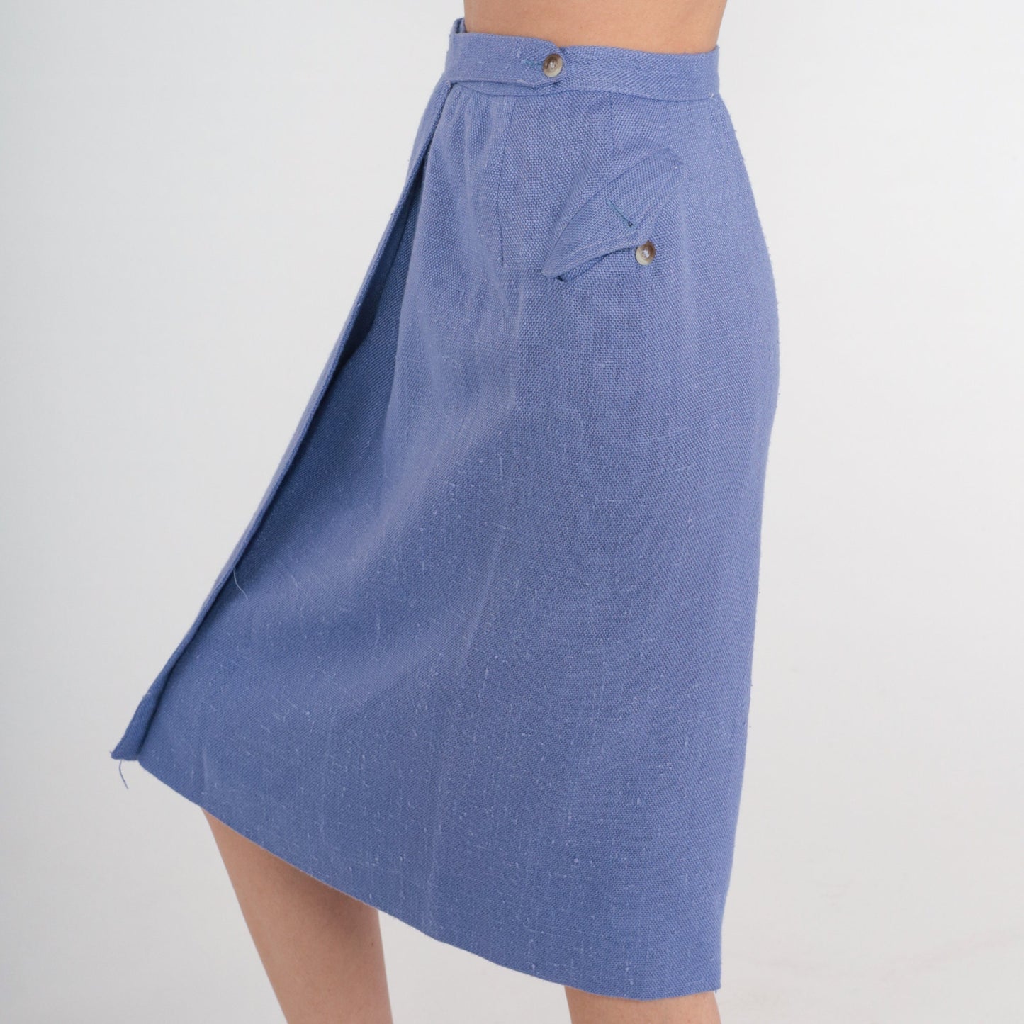 80s Liz Claiborne Periwinkle Wrap Skirt Knee Length High Waist Extra Small