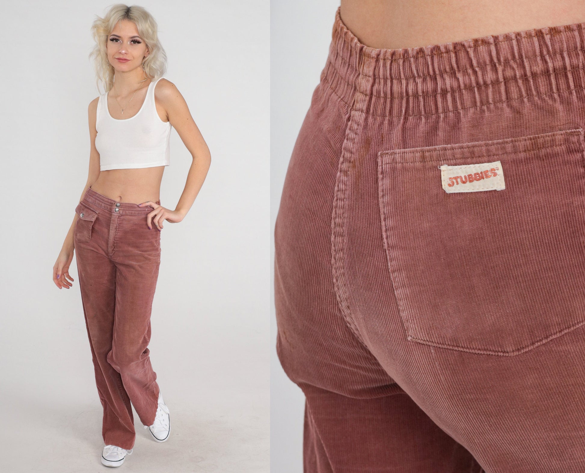 70s Stubbies Brown Corduroy Straight Leg Pants Mid Rise Extra Small