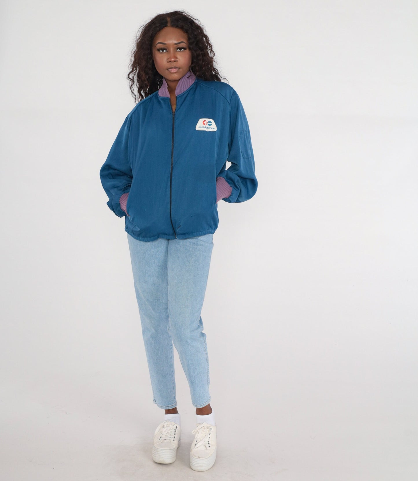 80s North American Van Lines Trucker Jacket Navy Workwear Medium