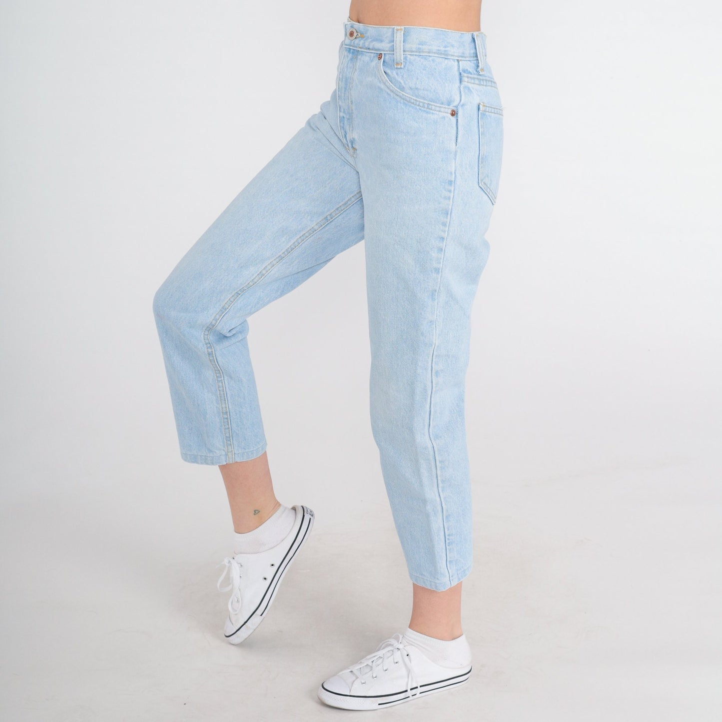 90s Light Wash Straight Leg Jeans Ankle Crop Mid Rise Denim Extra Small