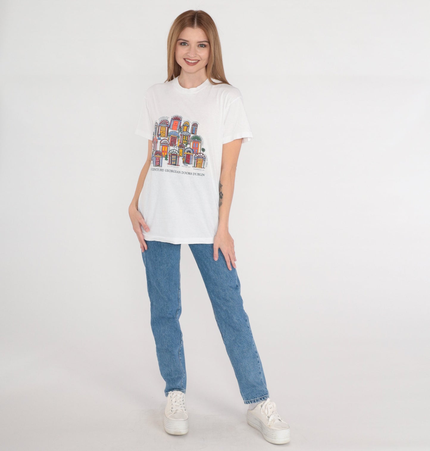 90s Dublin Georgian Doors T-Shirt Screen Stars Graphic Tee White Small S