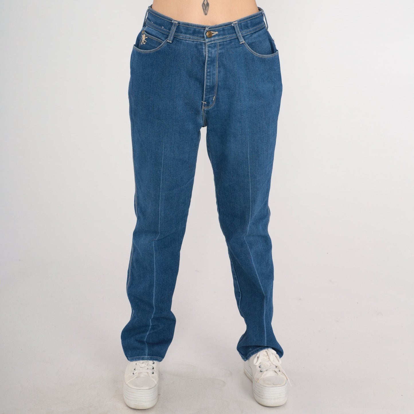 80s Braxton High-Waist Straight Leg Jeans Blue Denim Medium Tall