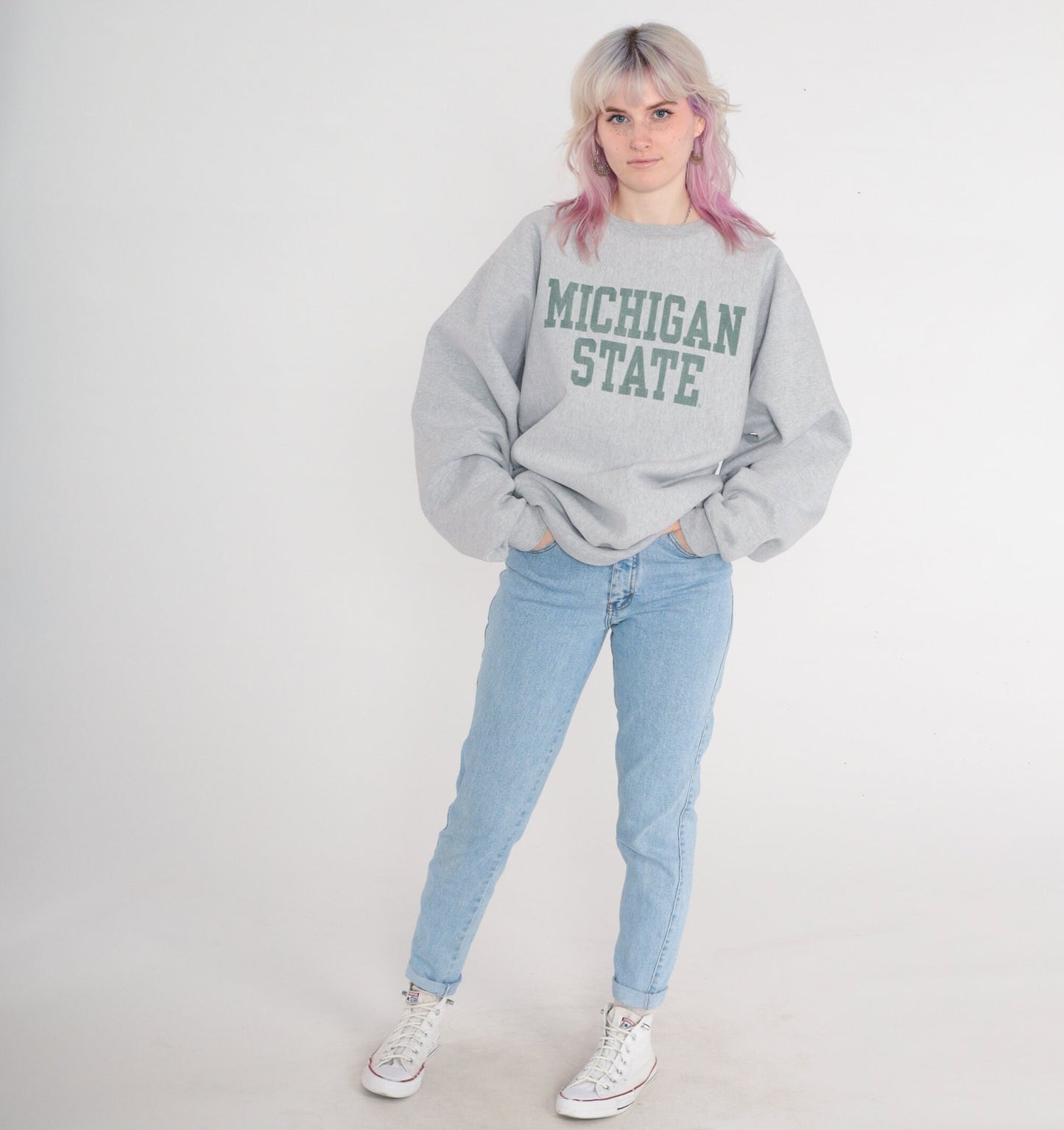 00s Michigan State Spartans Sweatshirt Steve & Barry's Heather Grey Large