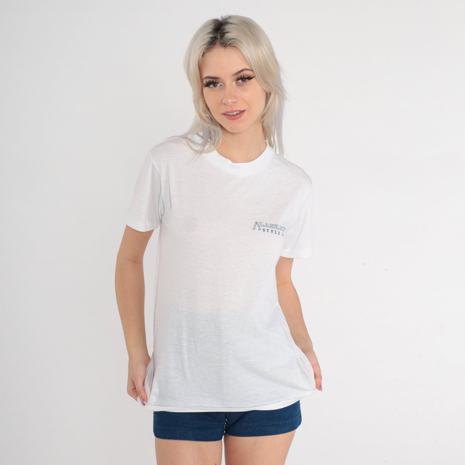 80s Ski Alaska Graphic T-Shirt Single Stitch Burnout Tee Small S