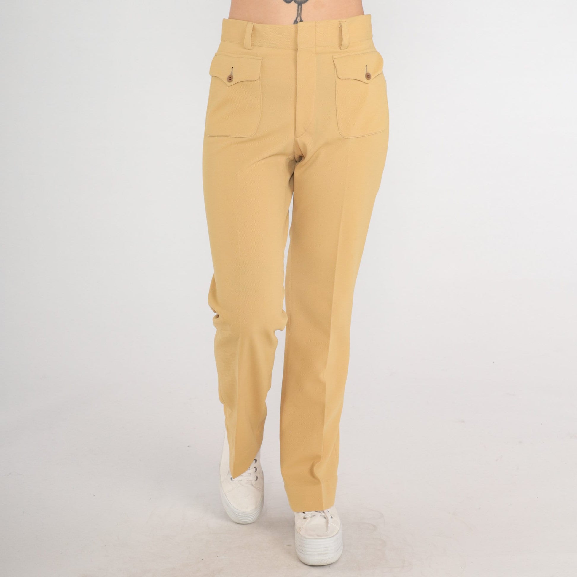 70s Sand Bell Bottom Flare Pants High Rise Vintage Small S
