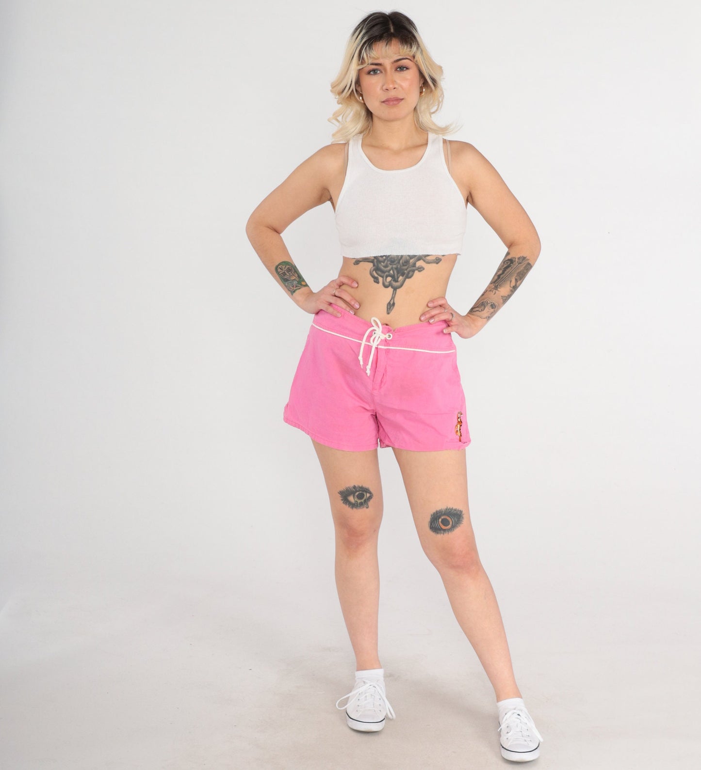 00s Tigger Winnie the Pooh Shorts Hot Pink High Waisted Lace Up Cotton Medium