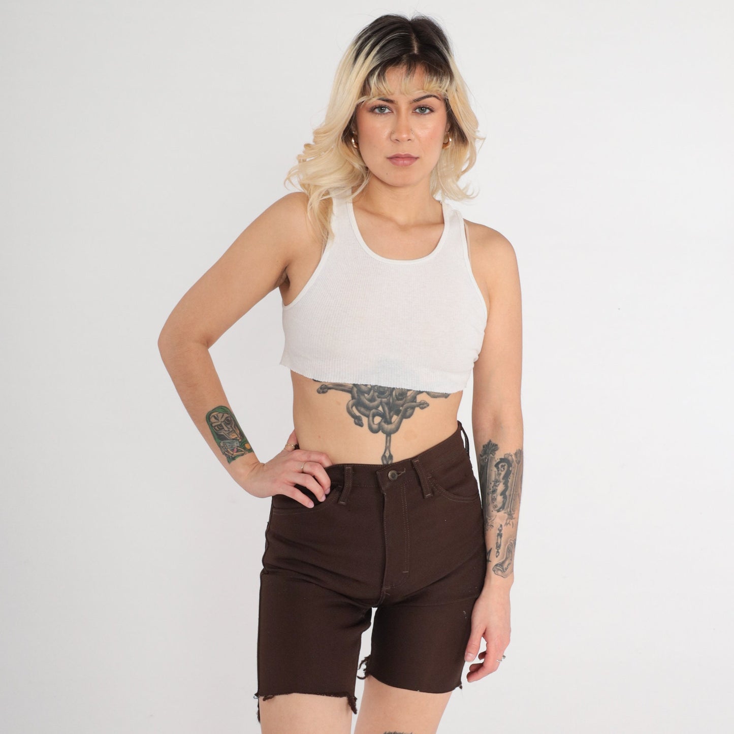 80s Wrangler Chocolate Brown High-Rise Cutoff Shorts Small