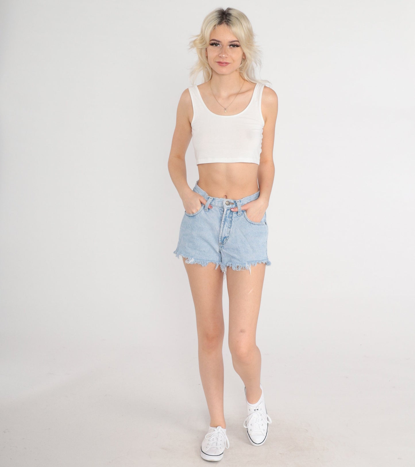 Y2K LEI Blue Denim Cutoff Shorts Mid Rise 00s Extra Small XS