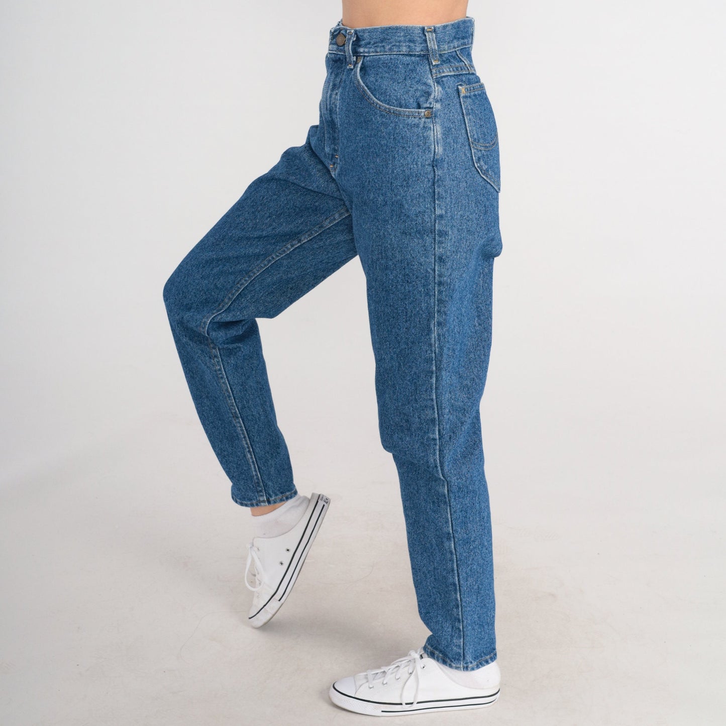 Lee Tapered High-Waist Jeans 90s Stone Wash Blue Denim Small 6