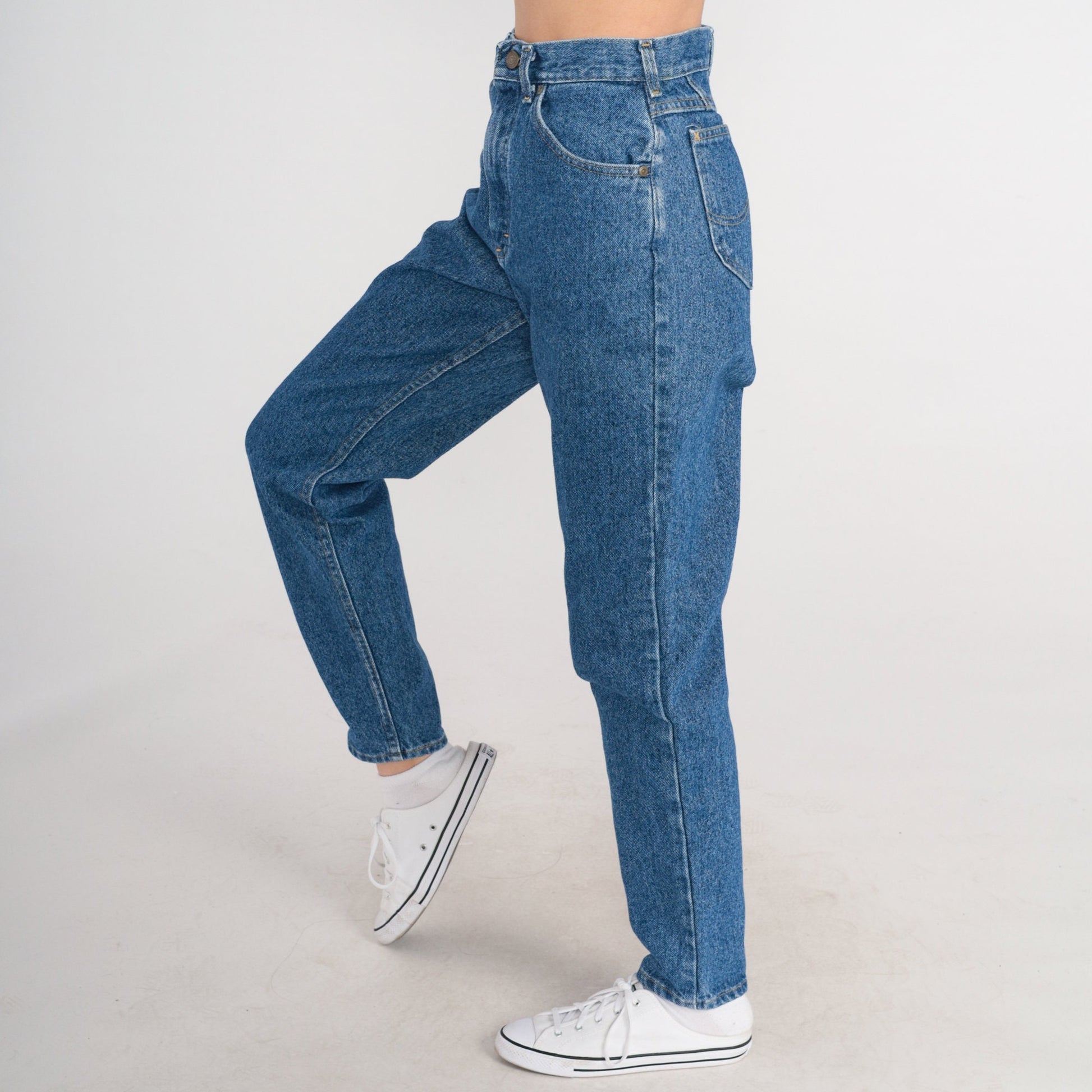 Lee Tapered High-Waist Jeans 90s Stone Wash Blue Denim Small 6