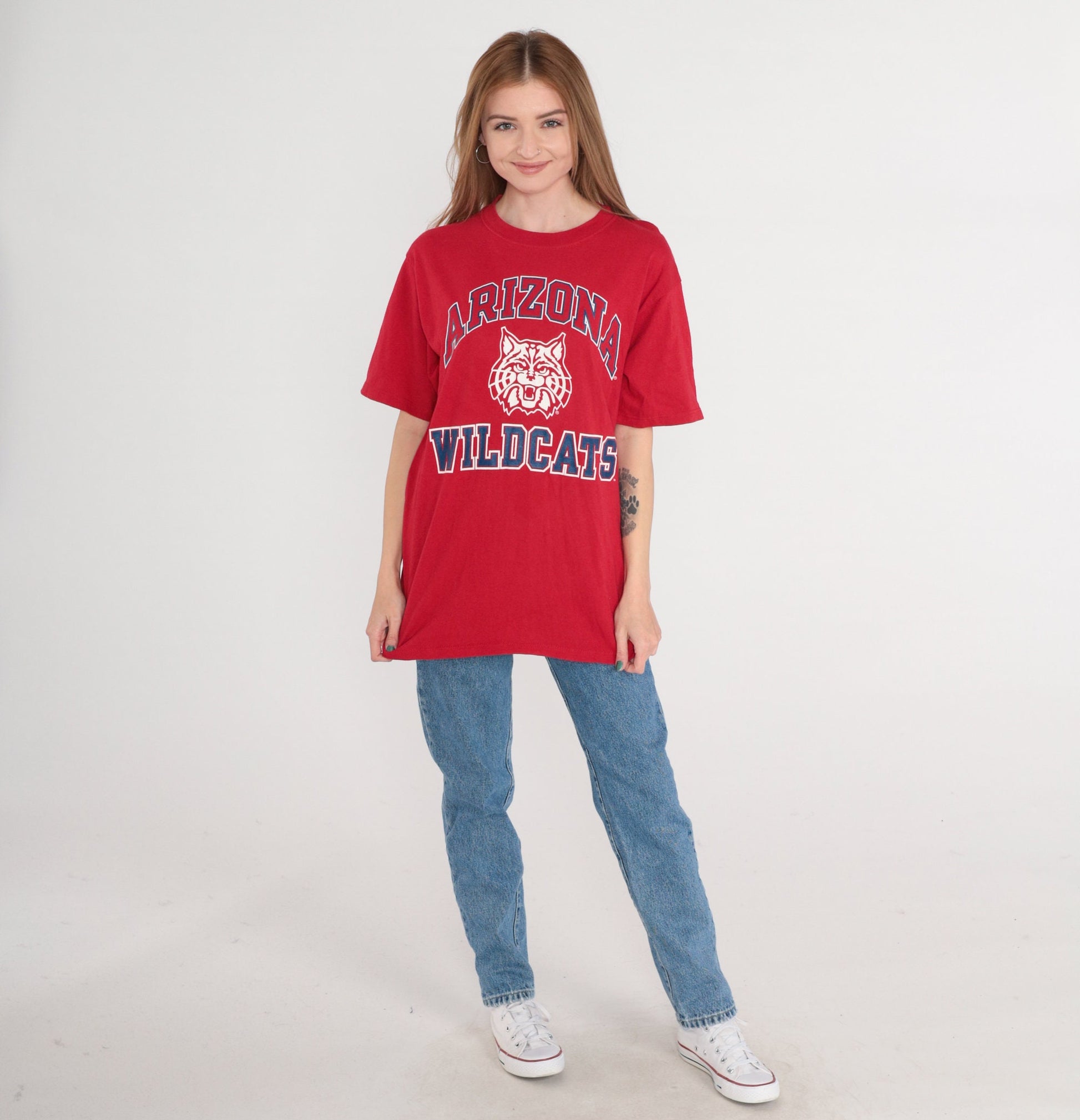90s Arizona Wildcats University T-Shirt Red Graphic Tee Medium M