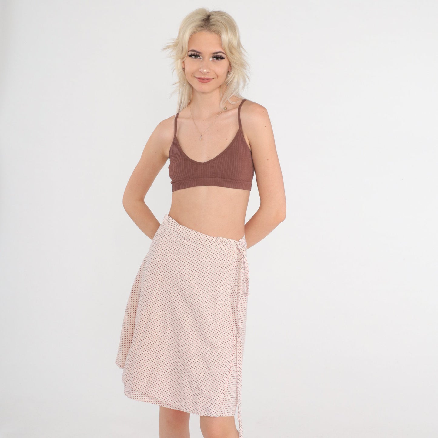 70s Wrap Skirt Heart Print Mini Skirt White Pink High Waisted Extra Small