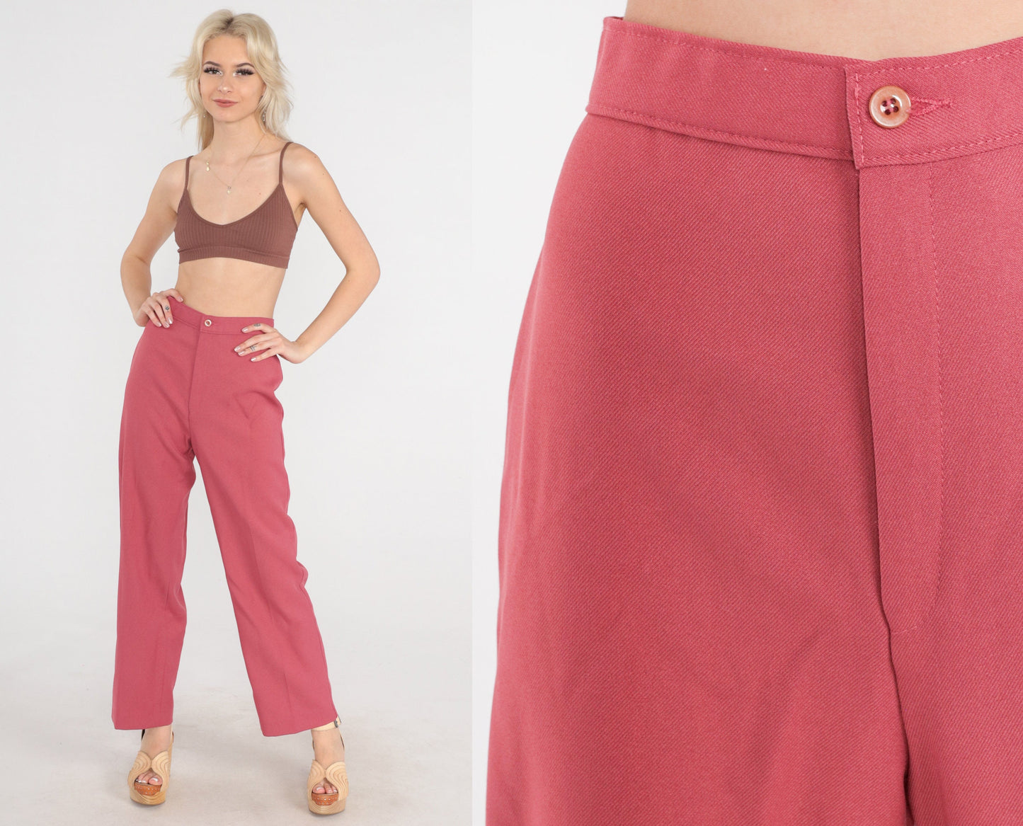 70s Levi's Bend Over High-Waist Tapered Trousers Pink Extra Small XS