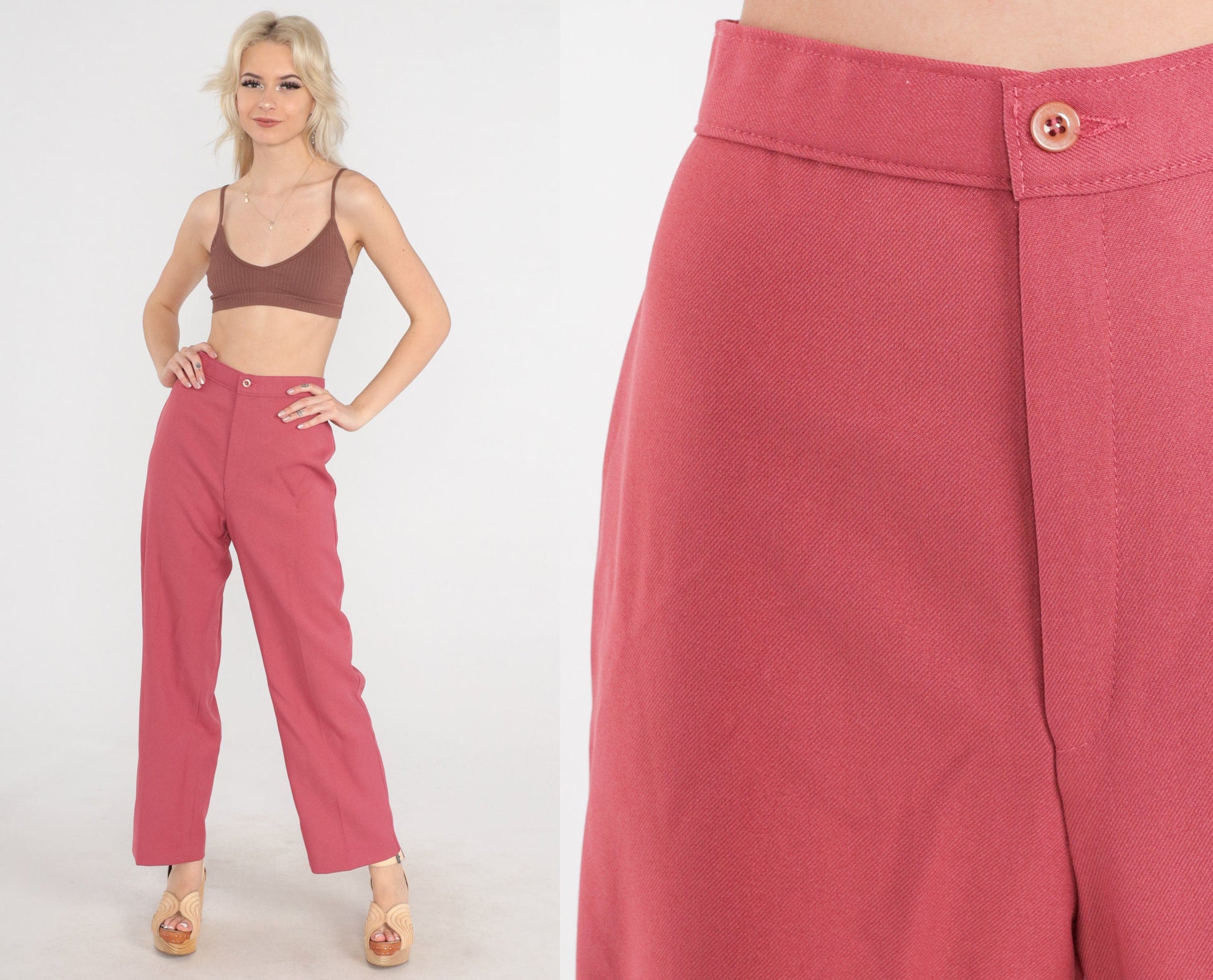 70s Levi's Bend Over High-Waist Tapered Trousers Pink Extra Small XS