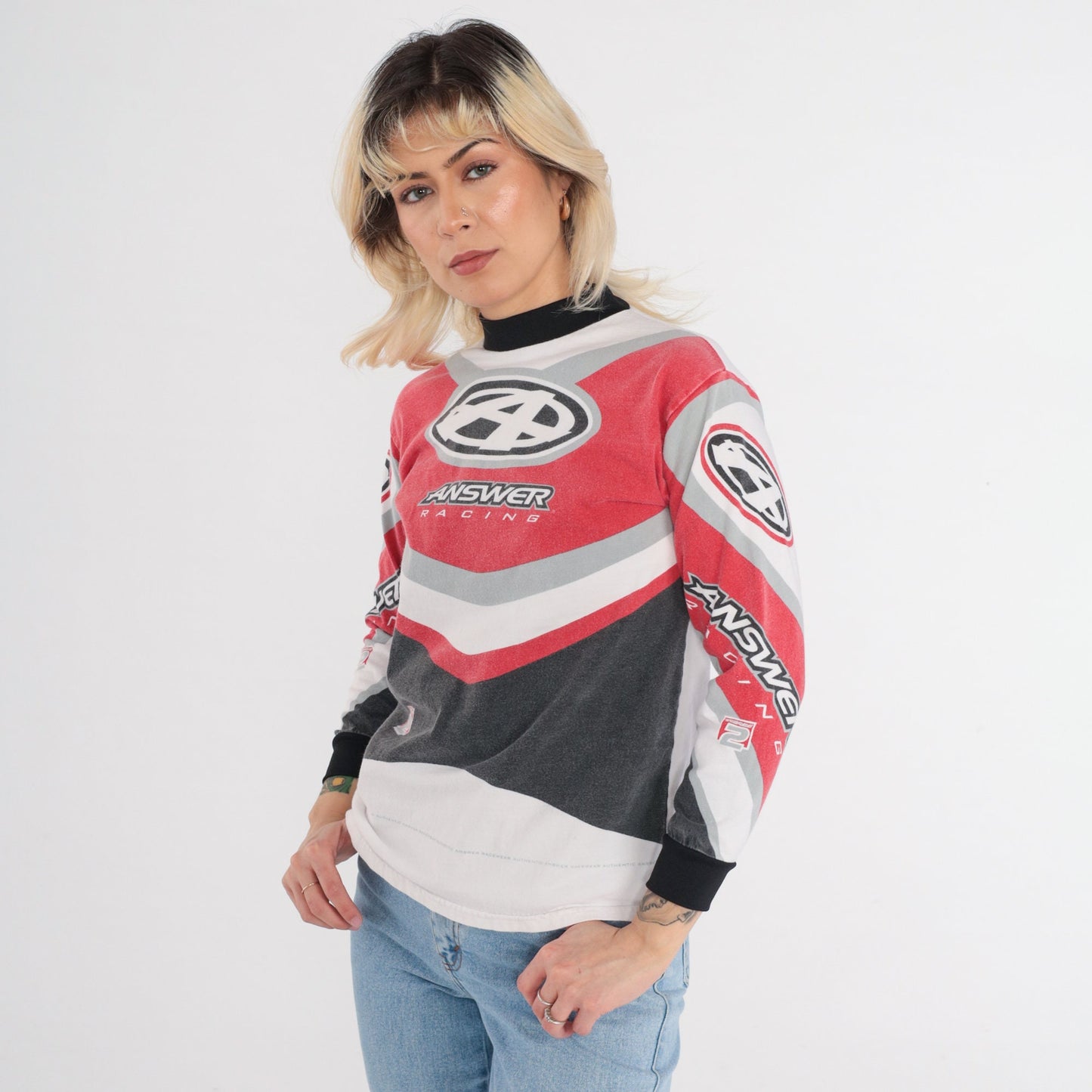 Y2K Answer Racing Motocross Long Sleeve Graphic Tee Extra Small