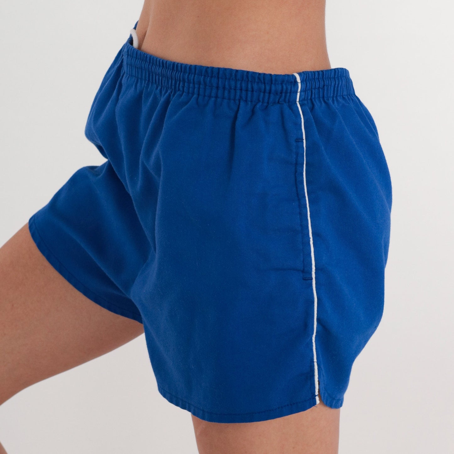 80s Blue Gym Shorts High Waisted Drawstring Running Shorts Large L