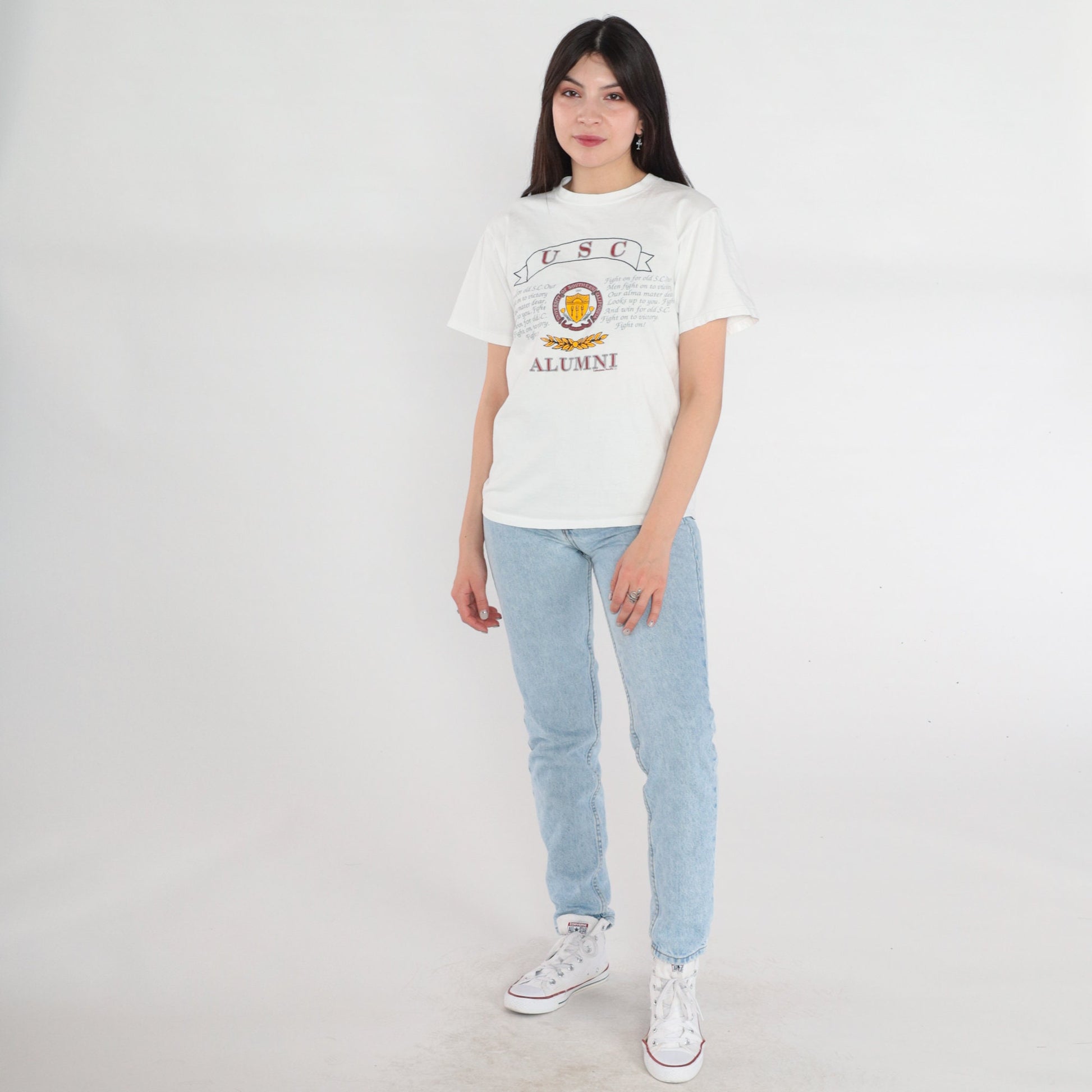 90s USC Trojans Alumni Graphic T-Shirt White Cotton Medium