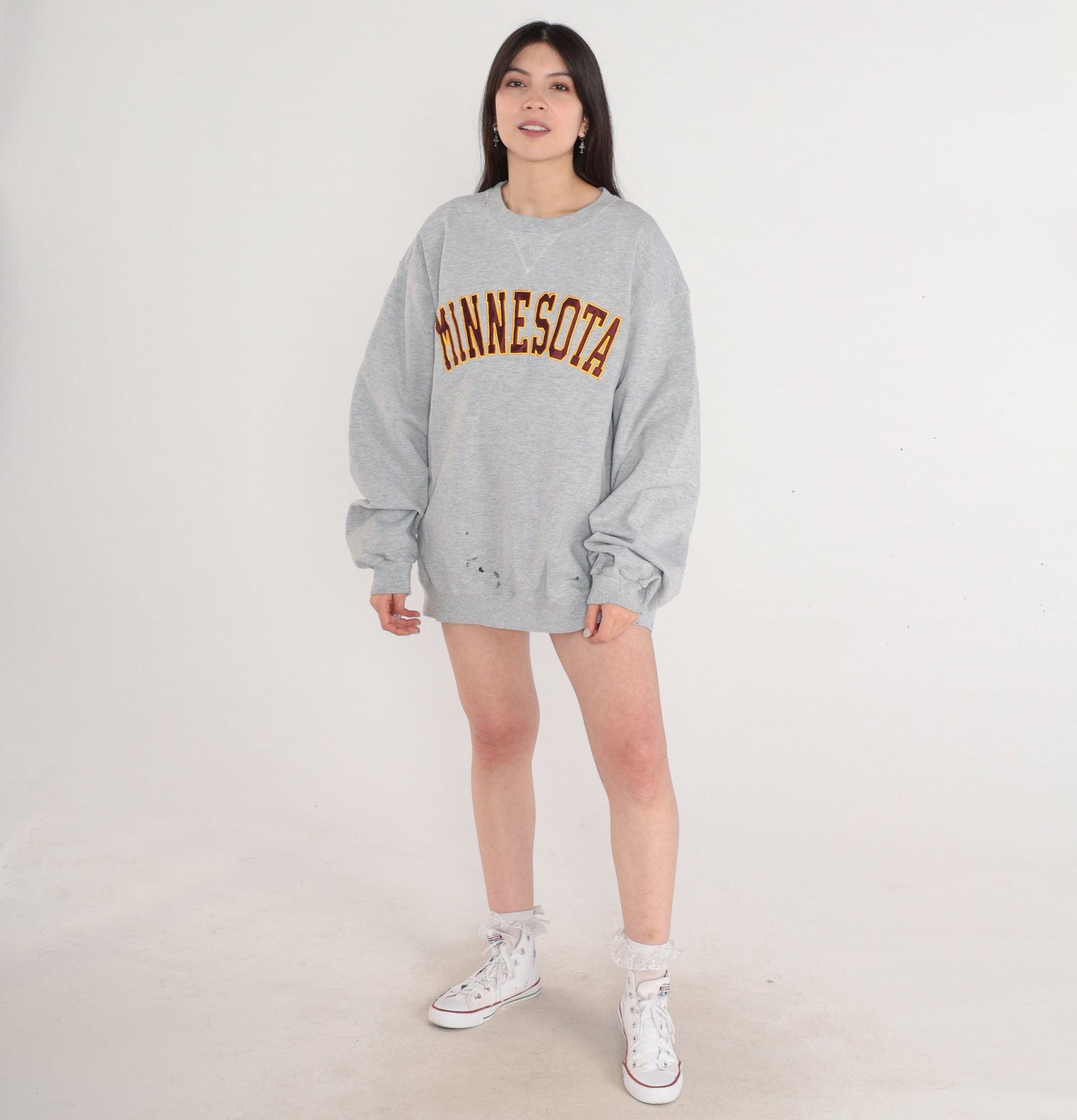 00s Champion Minnesota Golden Gophers Sweatshirt Heather Grey XL