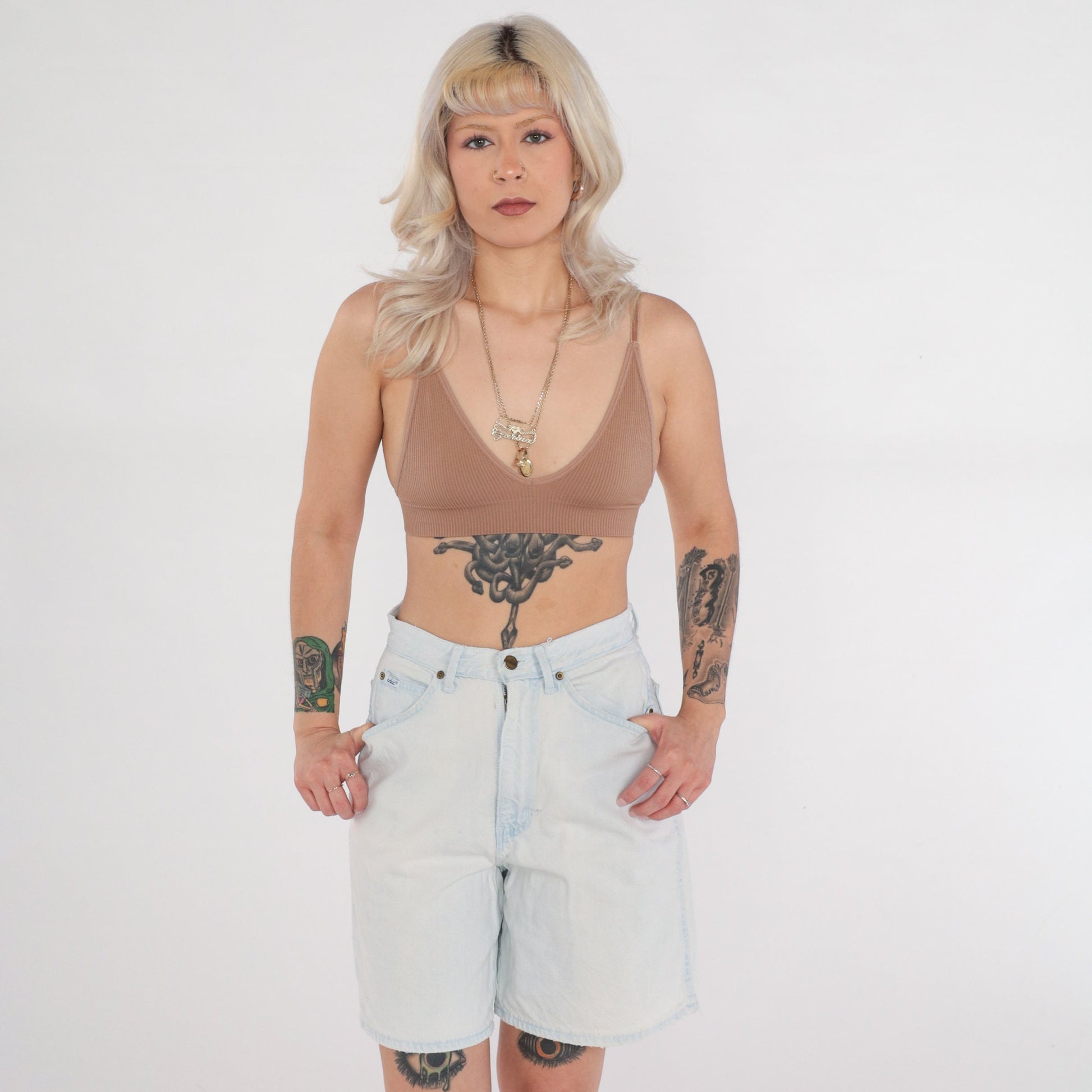90s Light Wash Denim Shorts High Rise Stone Wash Jean Shorts Small