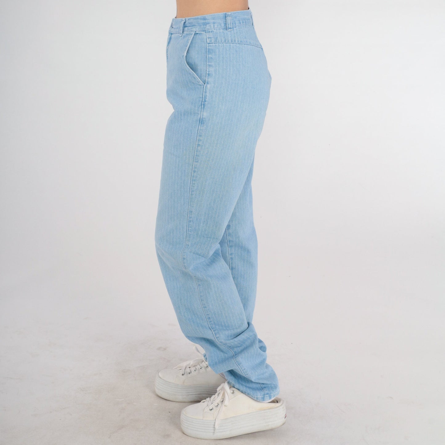 70s Panhandle Slim Striped High-Rise Jeans Blue Denim Straight Leg Medium 29