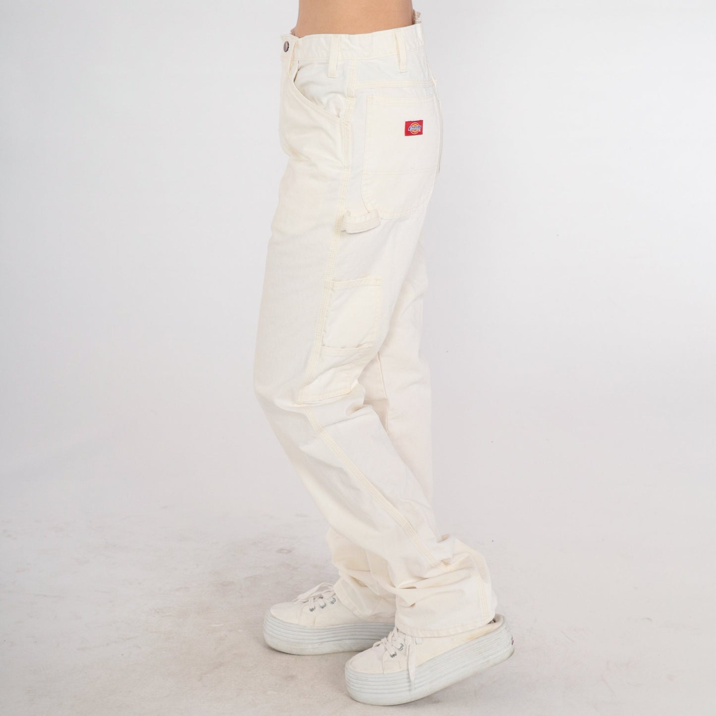 Y2K Dickies Cargo Pants Dulux Paints Patch High Waisted Cream Denim 32x36