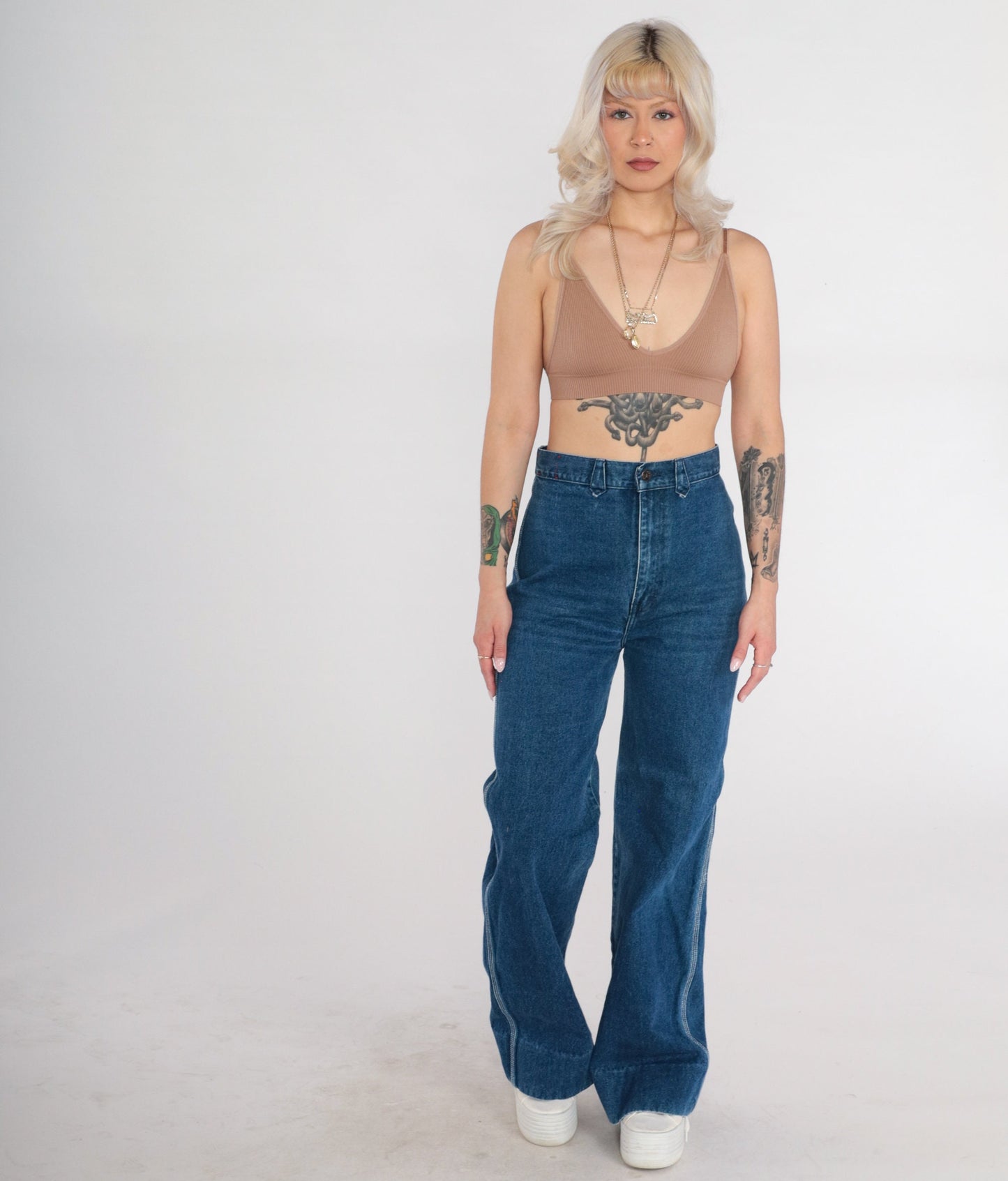 80s Union Gap Ultra High Rise Wide Leg Jeans Dark Wash Embroidered Sun Small 28