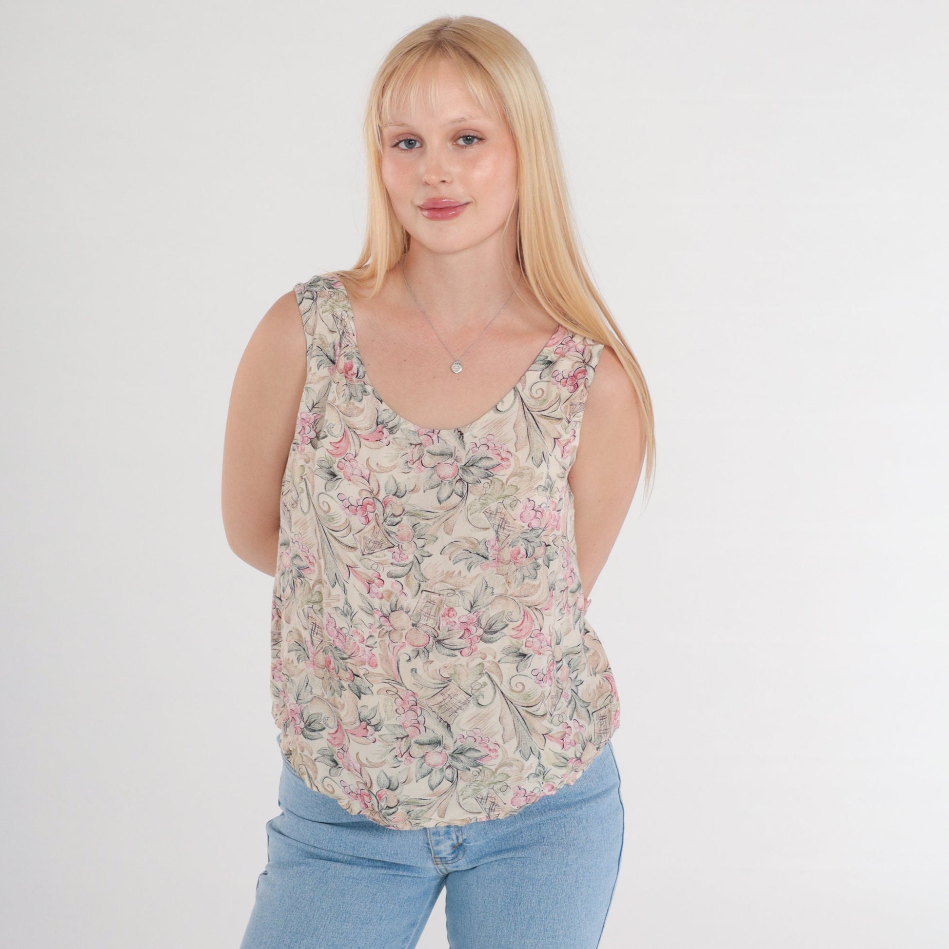 90s Rampage Fruit Print Tank Top Sleeveless Blouse Small S