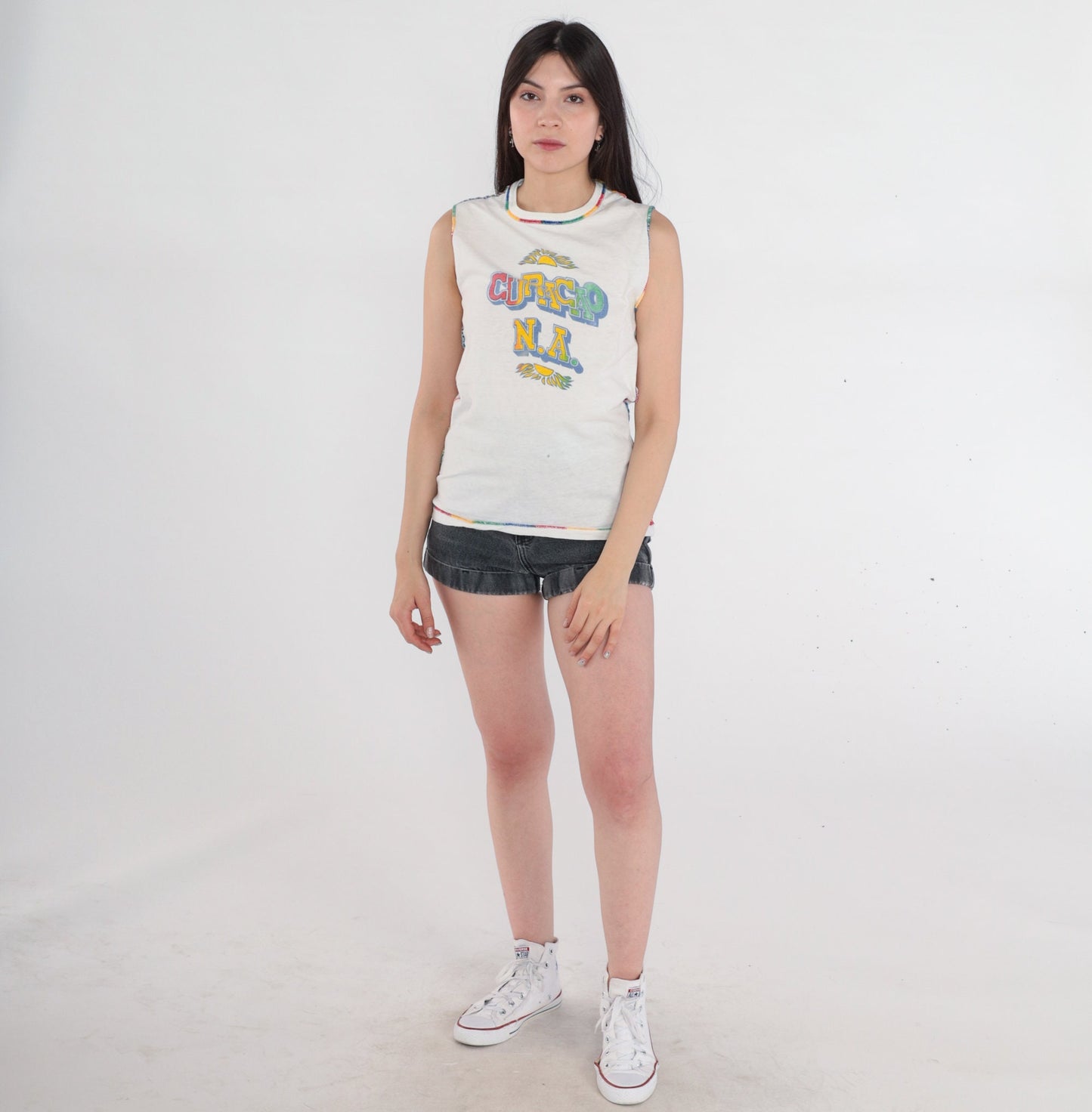 80s Curaçao Netherlands Islands Graphic Tank Top Small S
